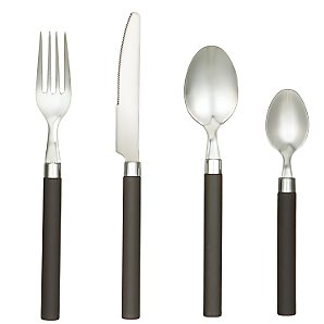 John Lewis Essentials Black Handled Cutlery Set, 16 Piece