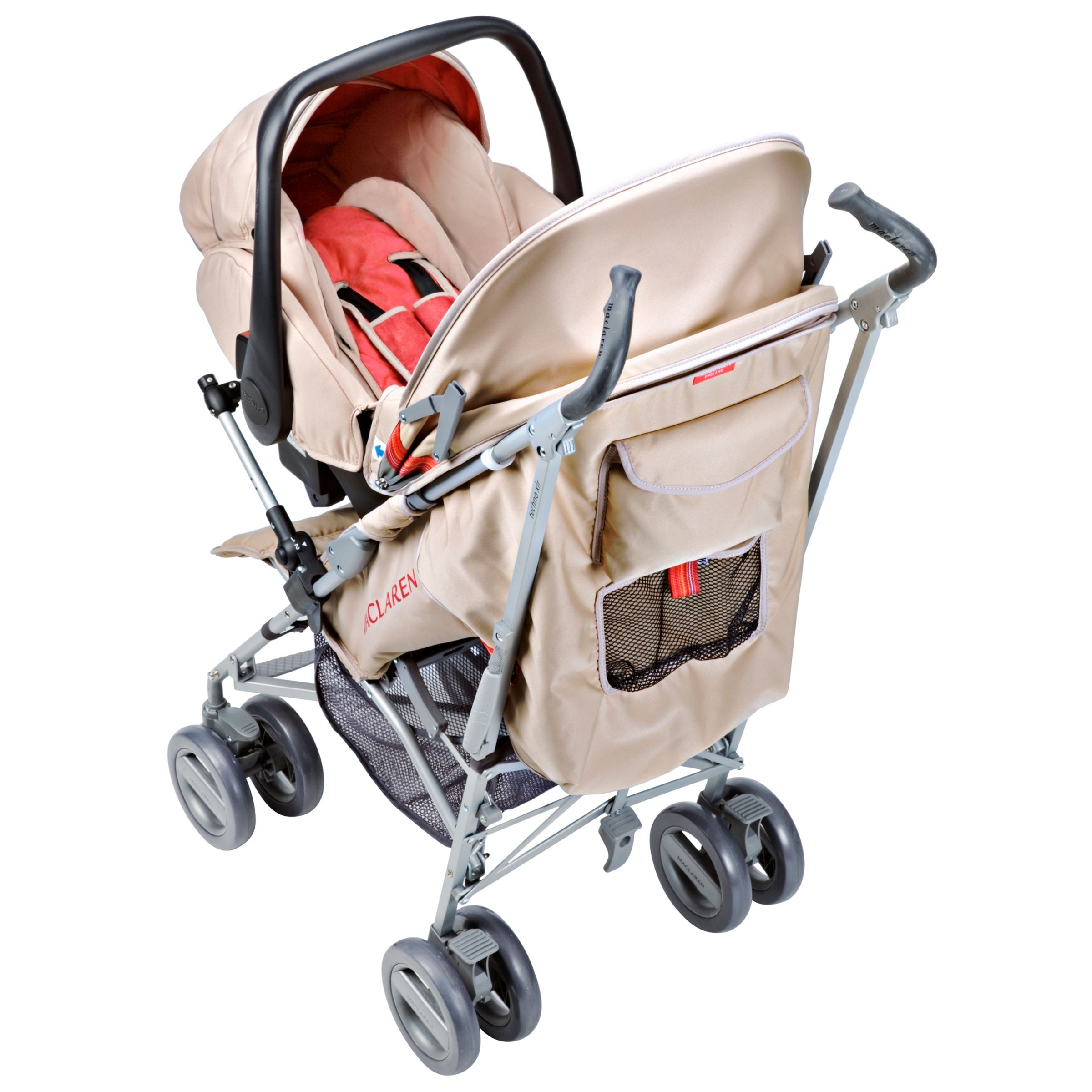 Maclaren Techno XLR Travel System, Tan and Red Brick
