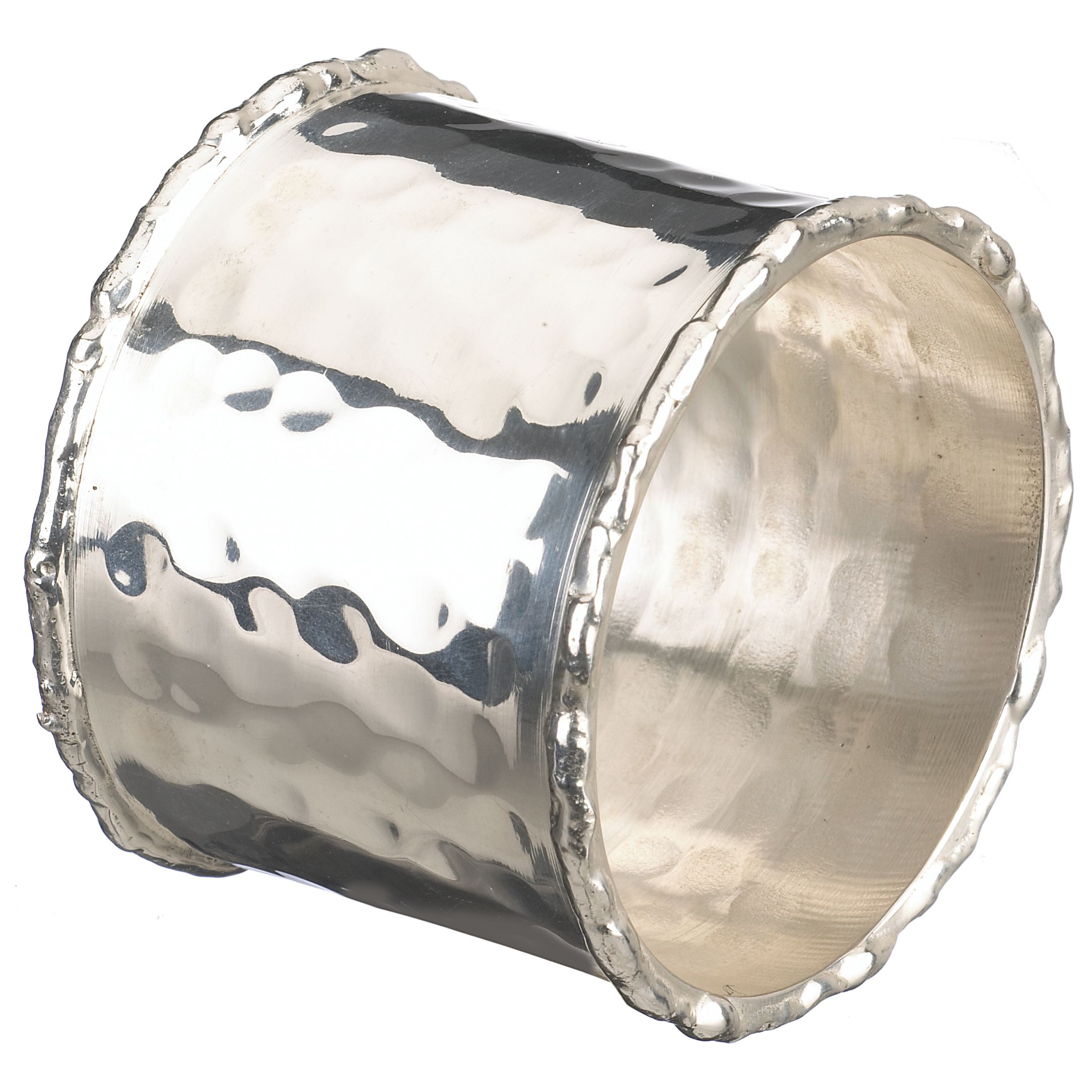 John Lewis Hammered Metal Napkin Ring Silver
