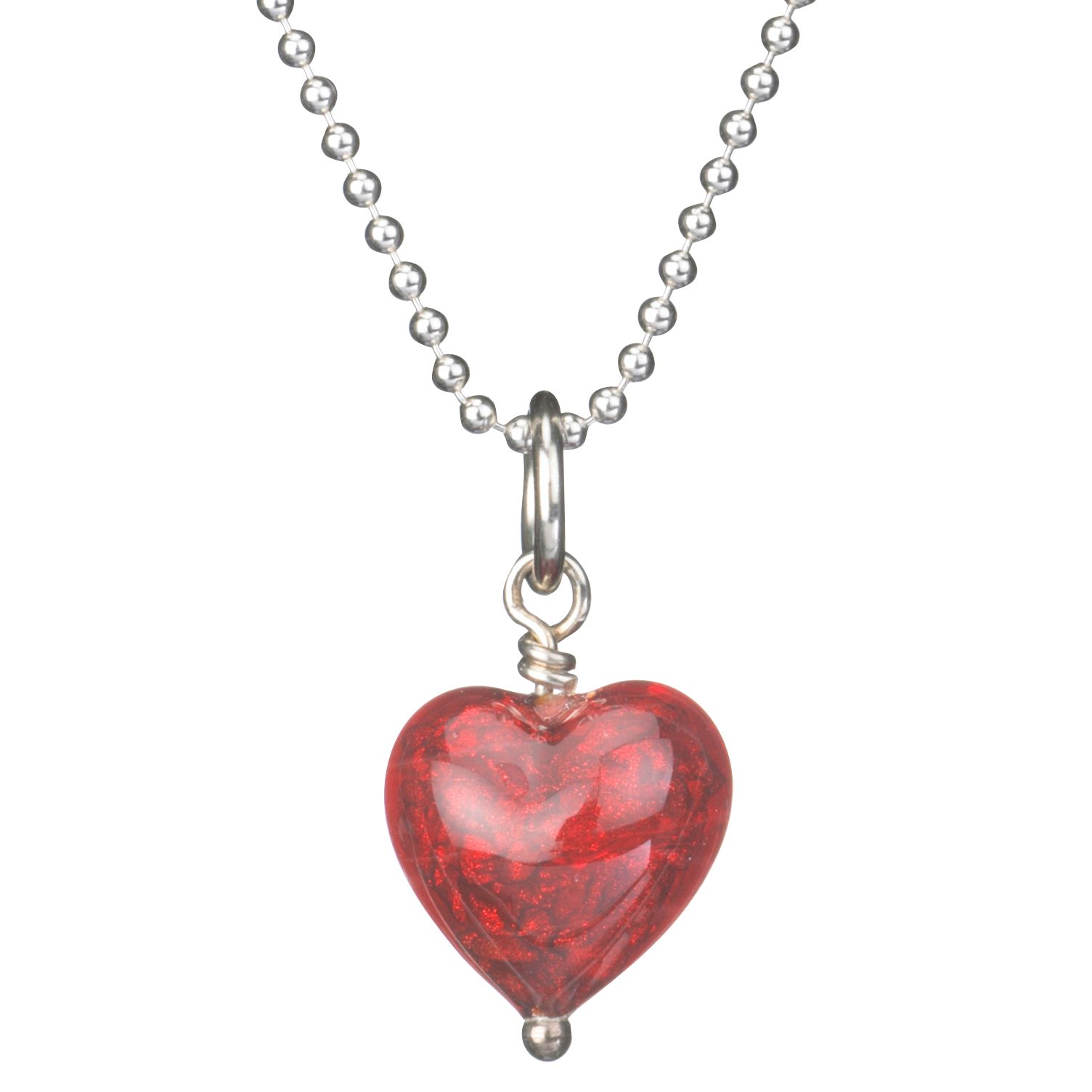 Martick Jewellery Gold Sparkle Murano Heart Pendant, Red, MJ86SP