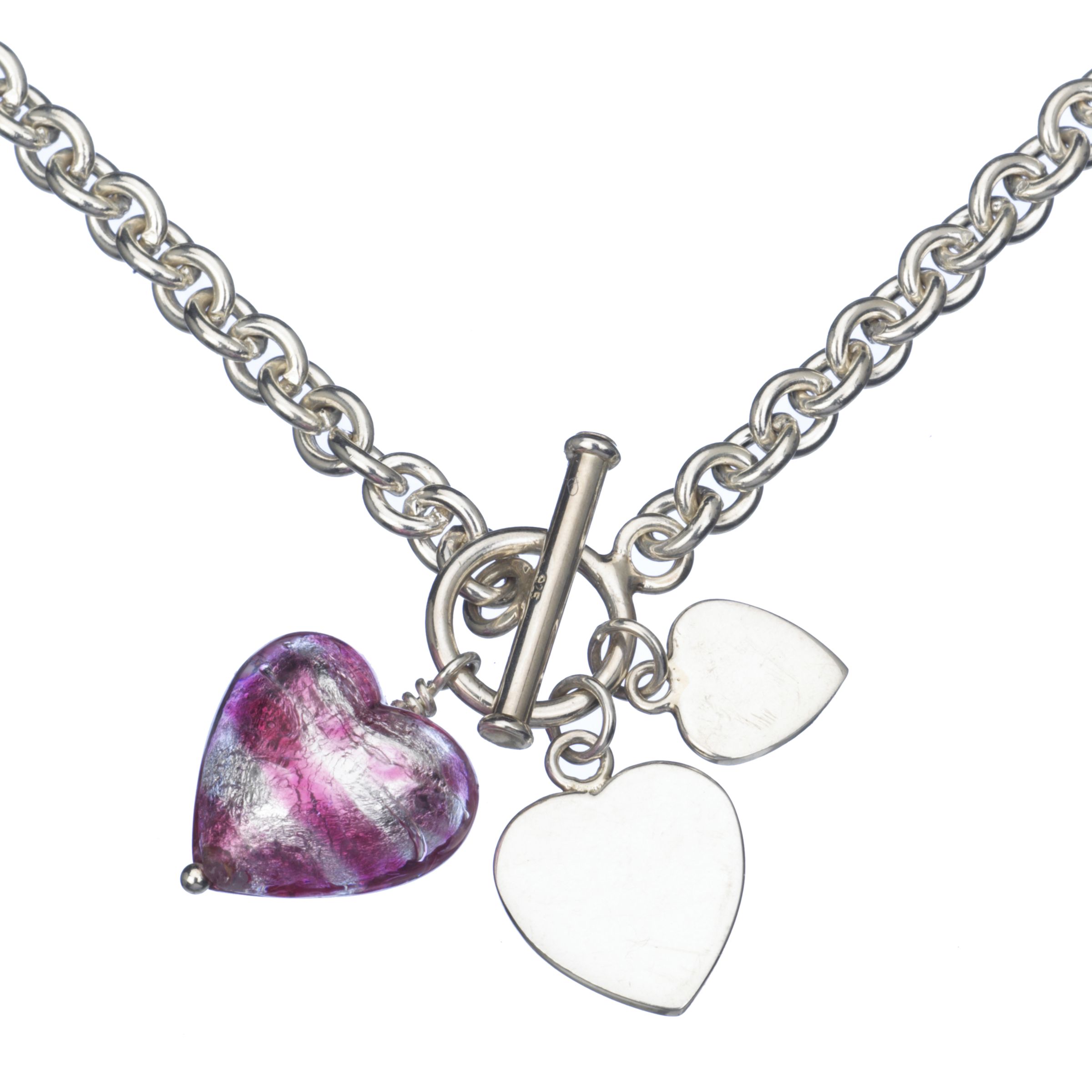 Martick Jewellery Murano Hearts Pendant and Discs, Raspberry, MJ12N