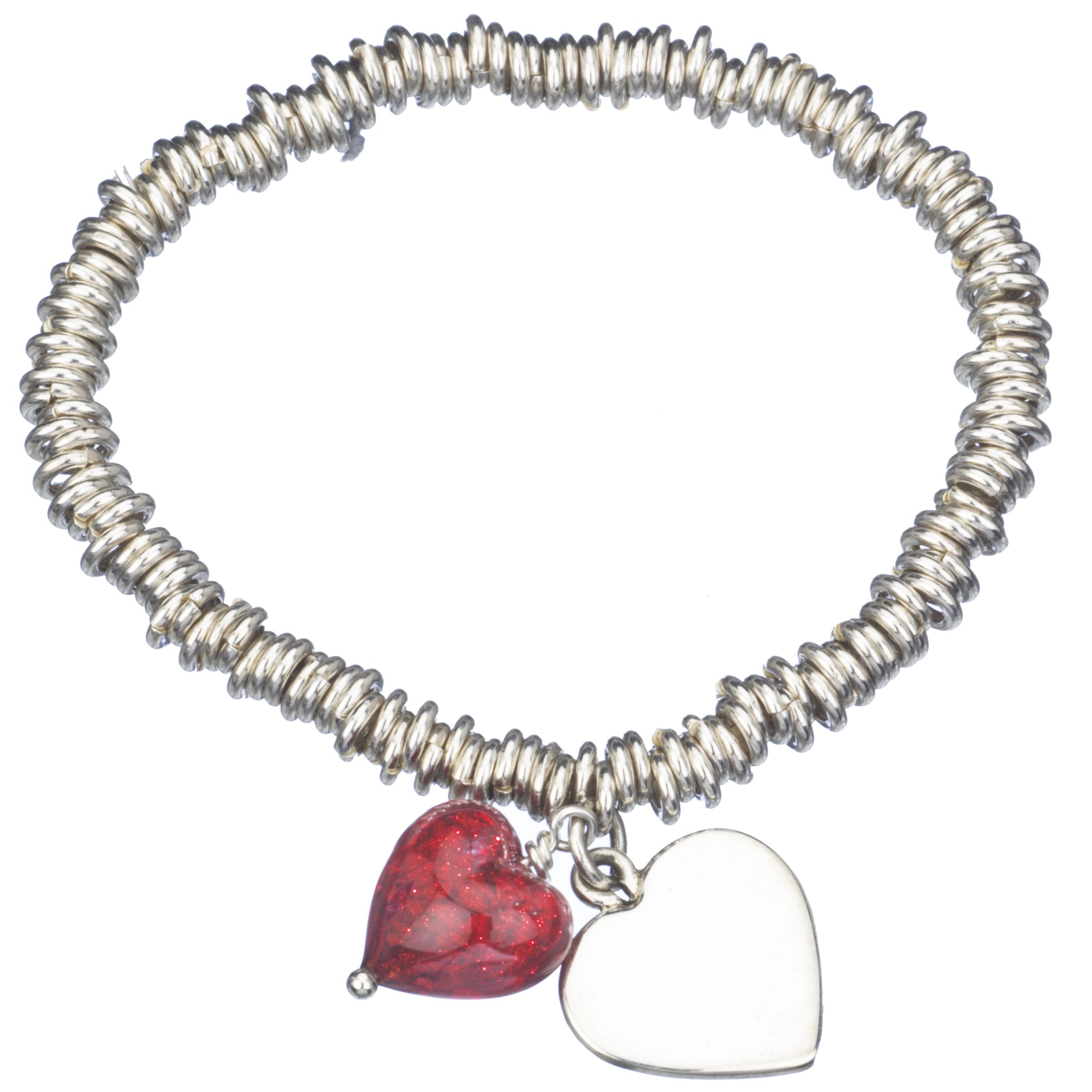 Gold Sparkle Murano Heart Bracelet, Red, MJ47/86