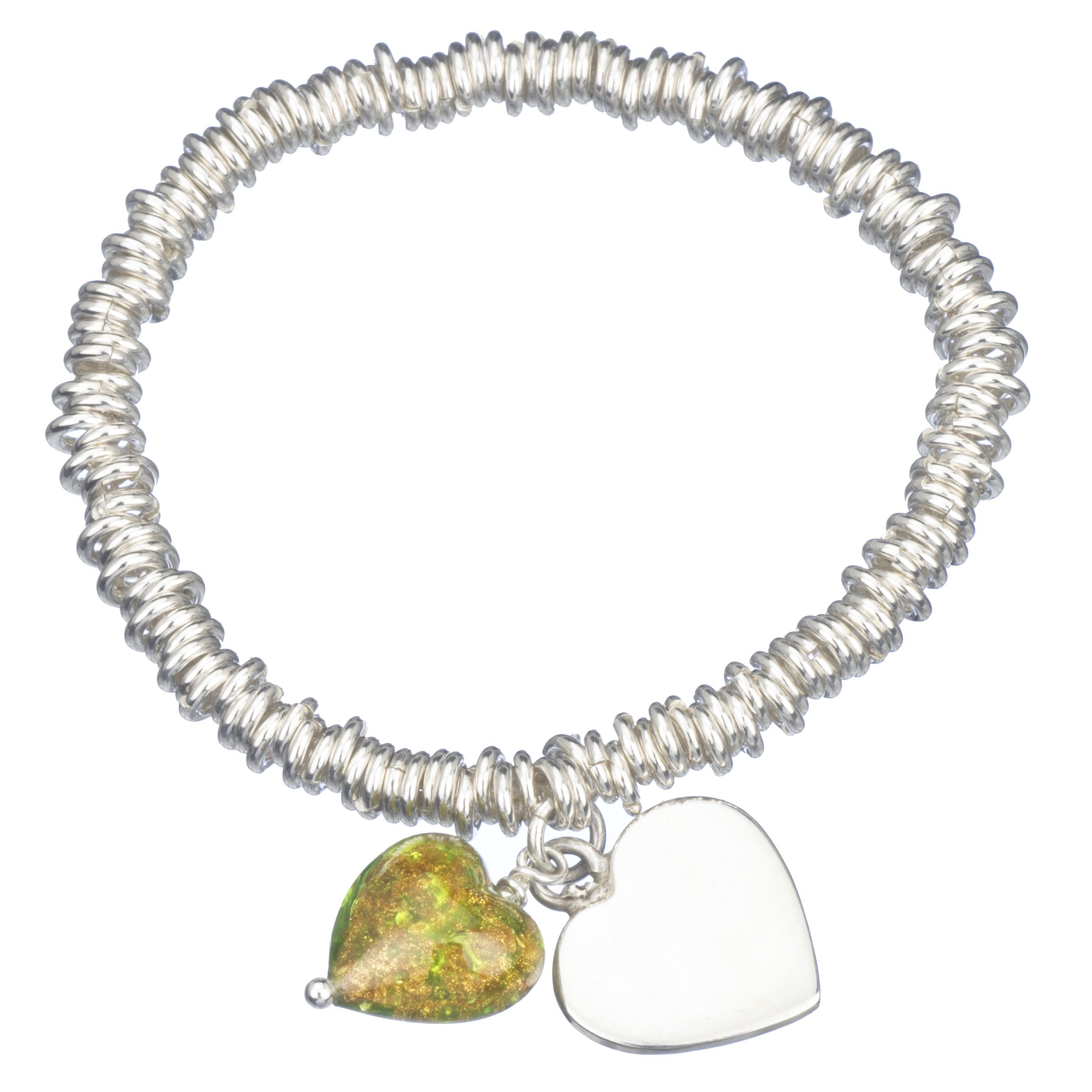 Martick Jewellery Gold Sparkle Heart Bracelet, Green, MJ47/84