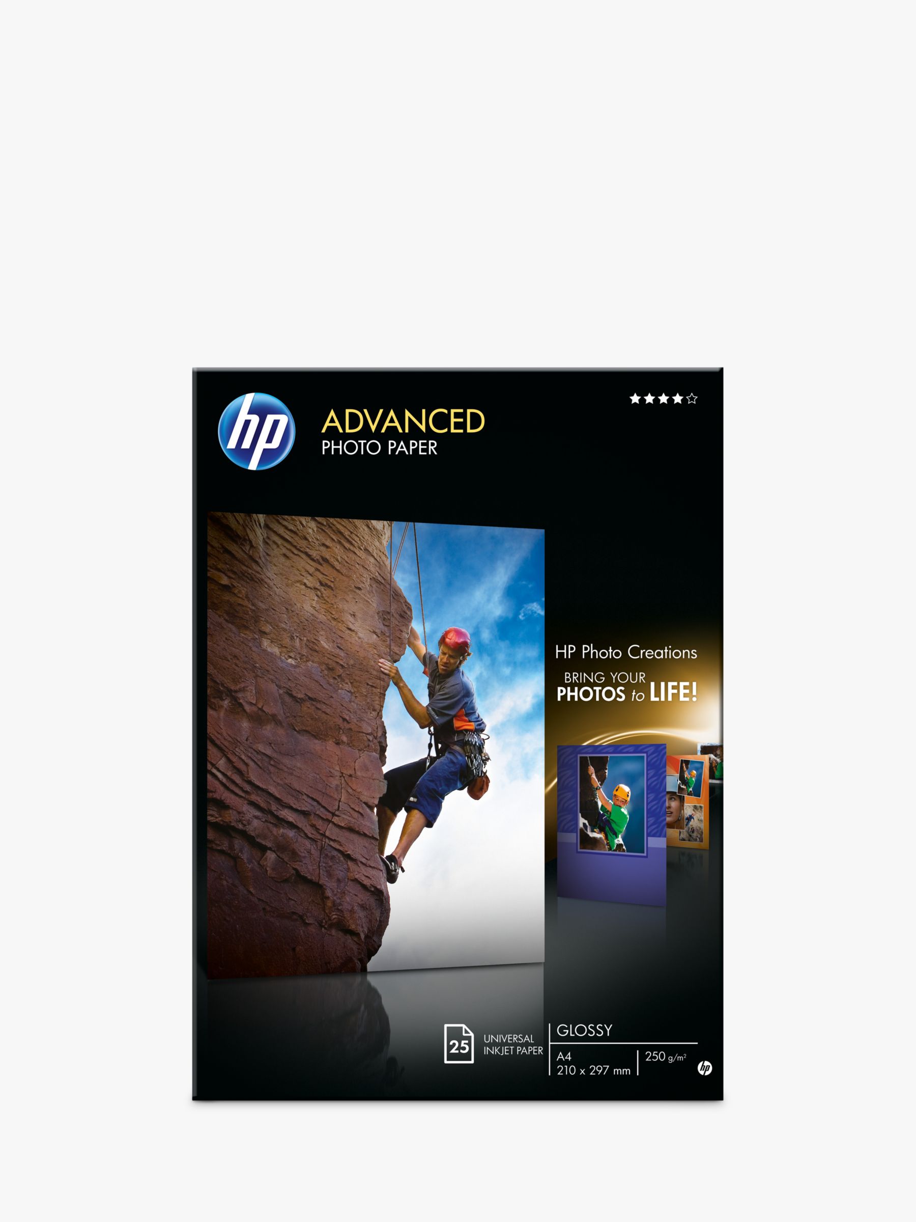 HP Advanced Photo Paper, White, A4, 25 Sheets