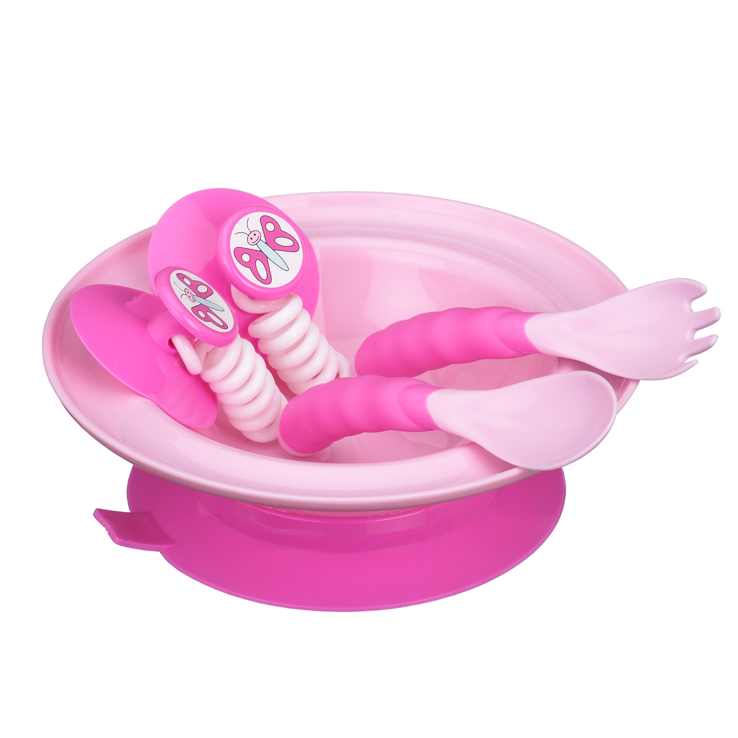 Bowl and Cutlery Set- Pink