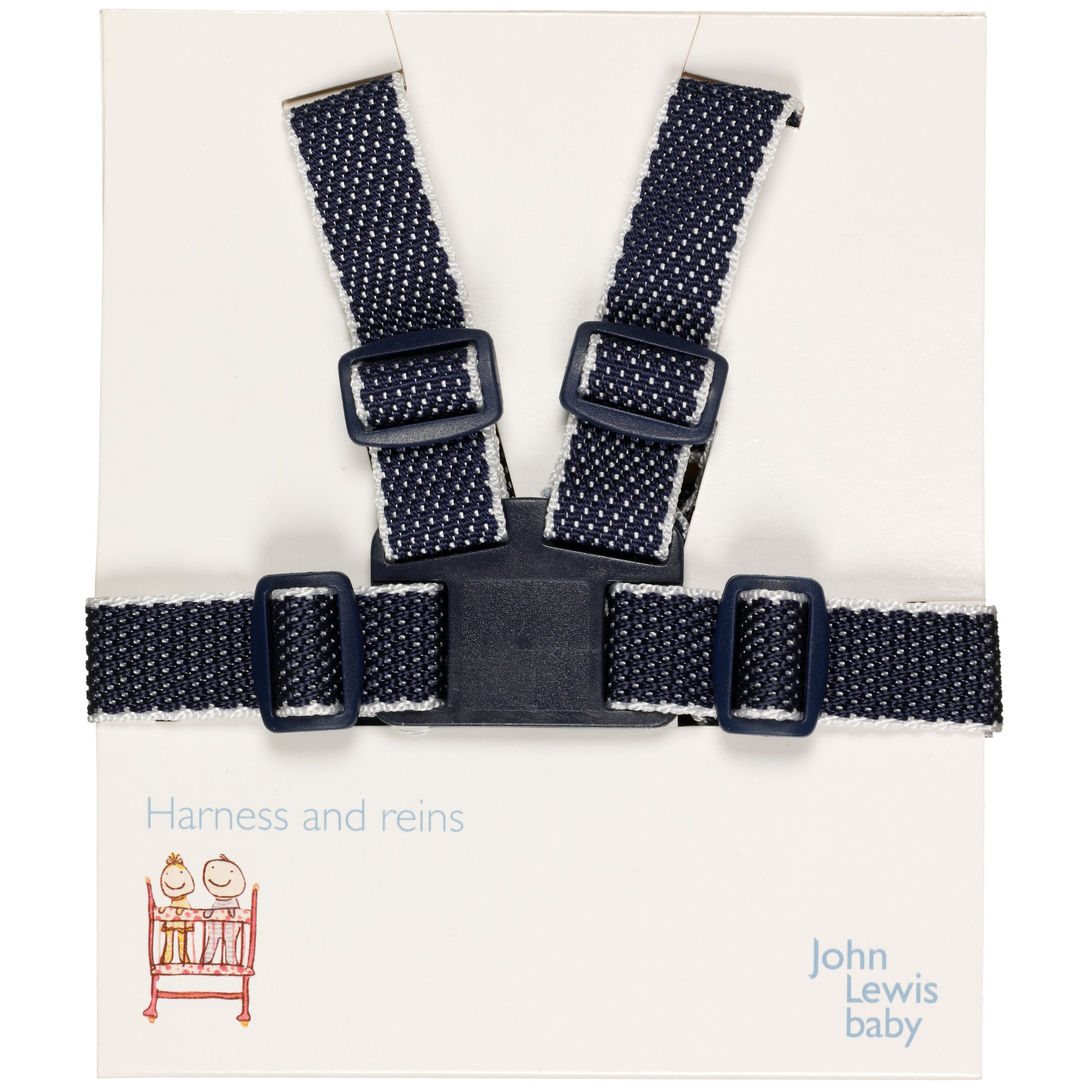 John Lewis Baby Harness and Reins, Navy and White