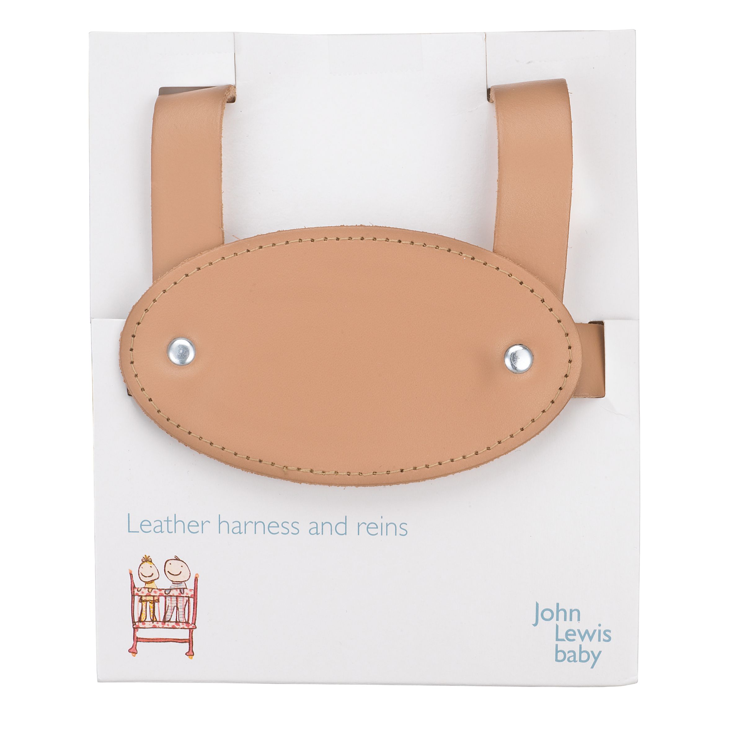 John Lewis Baby Leather Harness and Reins, Tan