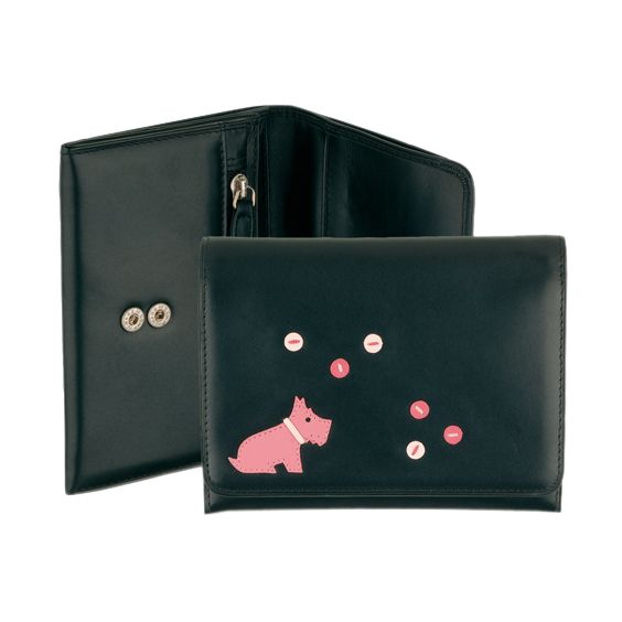 Radley Bubbles Medium Flapover Wallet Purse, Black/Pink