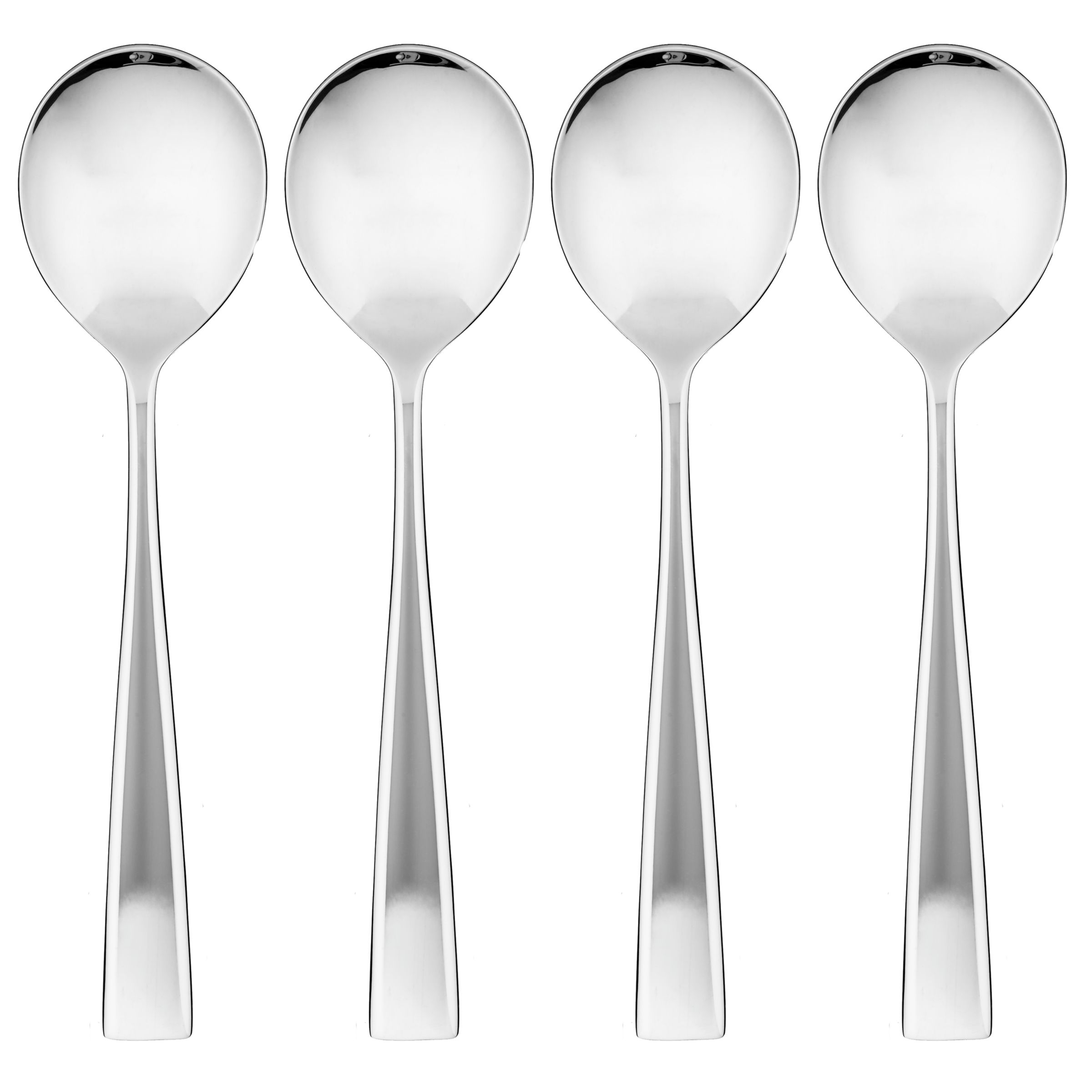 John Lewis Edge Soup Spoons, Stainless Steel, Set of 4