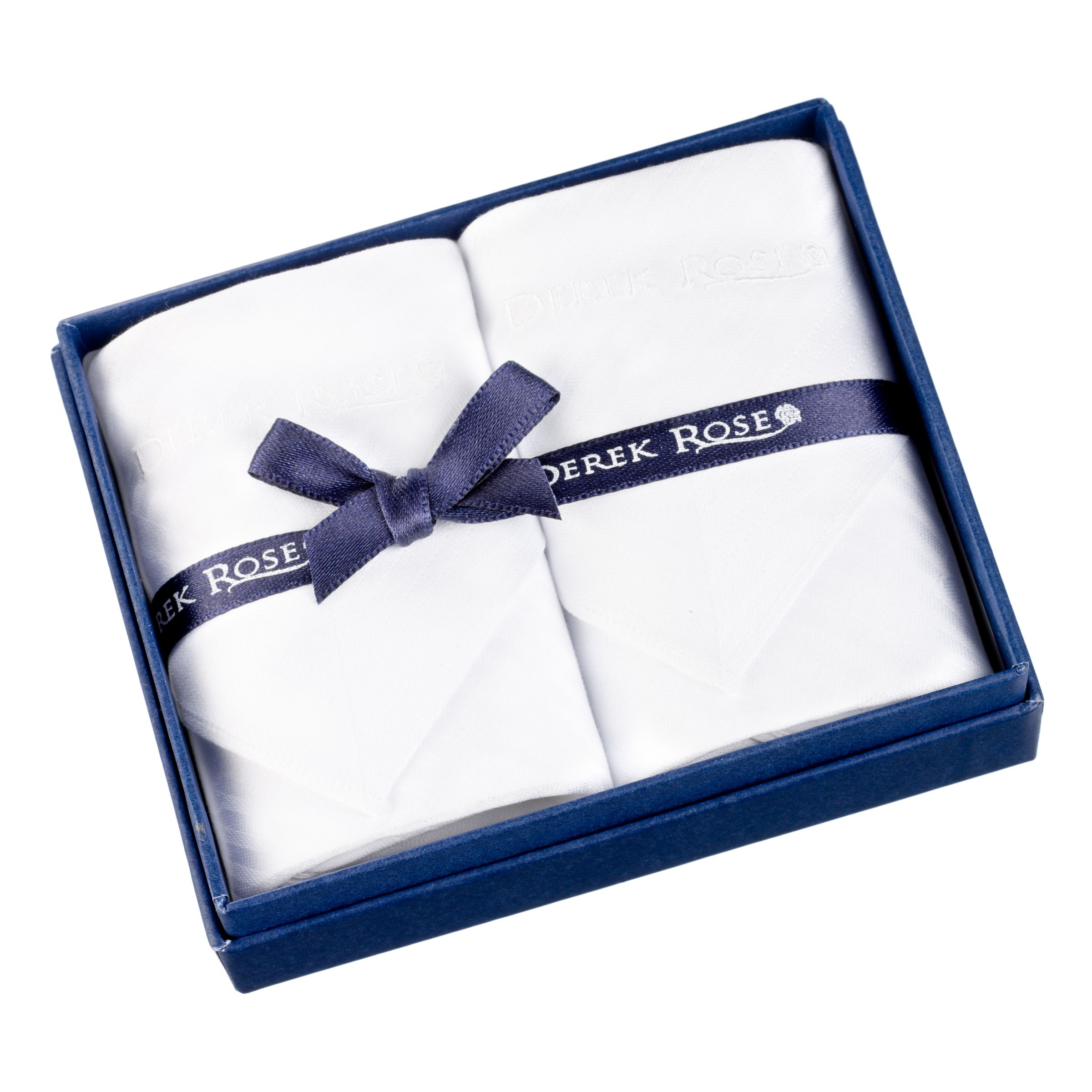 Derek Rose Cotton Hankerchiefs, White, Box of 2