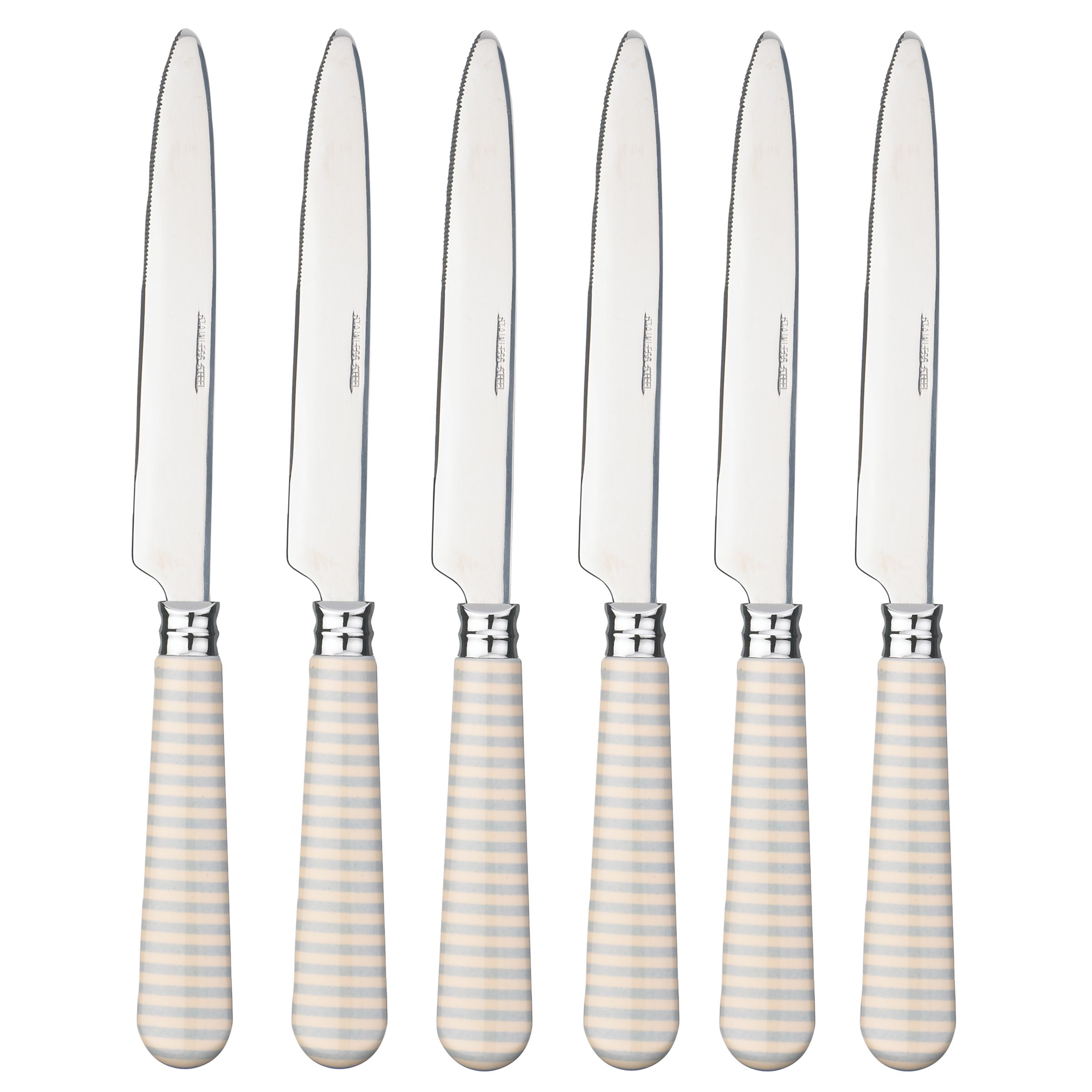 John Lewis Blue Stripe Knives Stainless Steel Set of 6