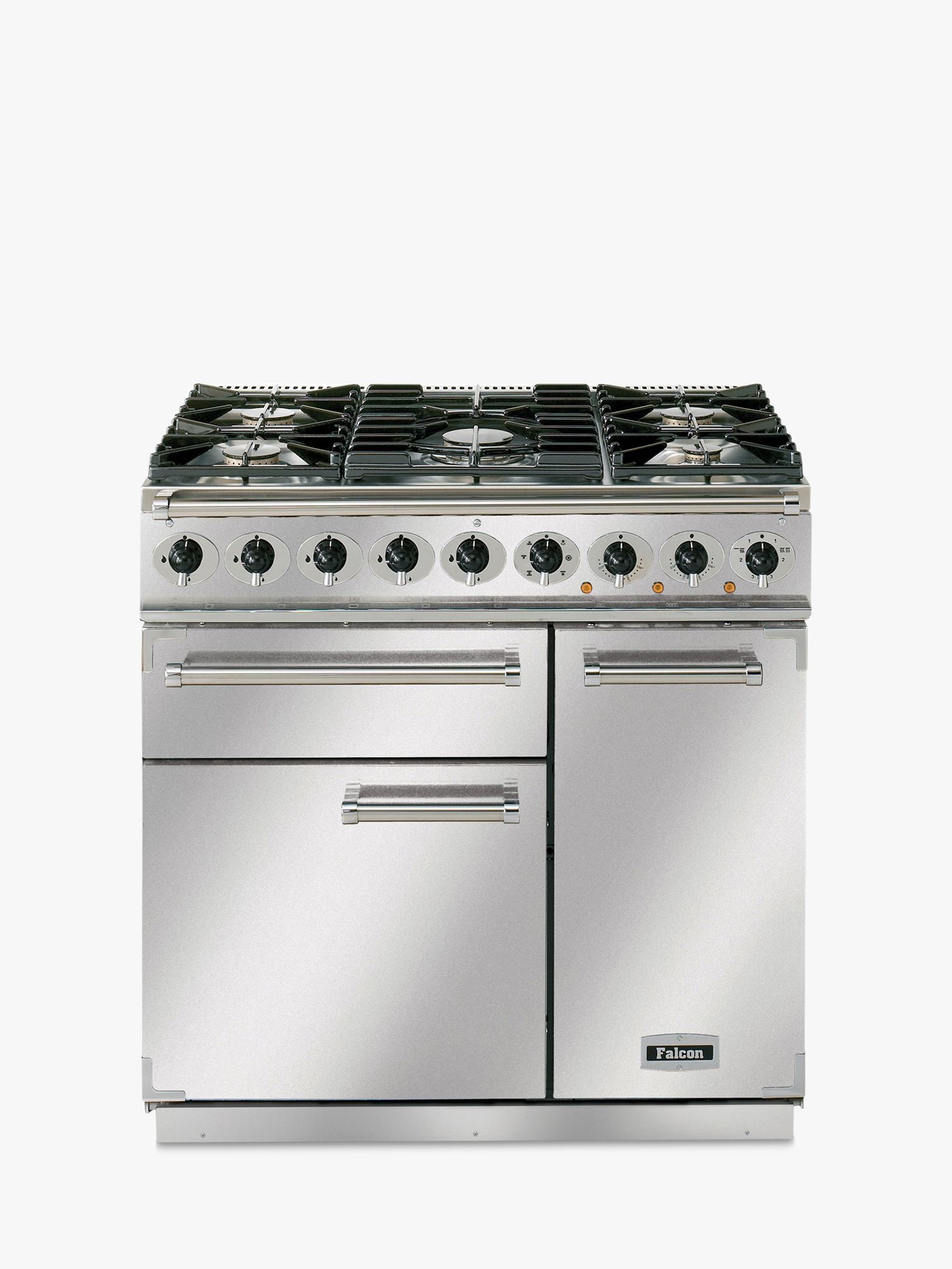 Falcon 900 Deluxe Dual Fuel Range Cooker, Stainless Steel at John Lewis
