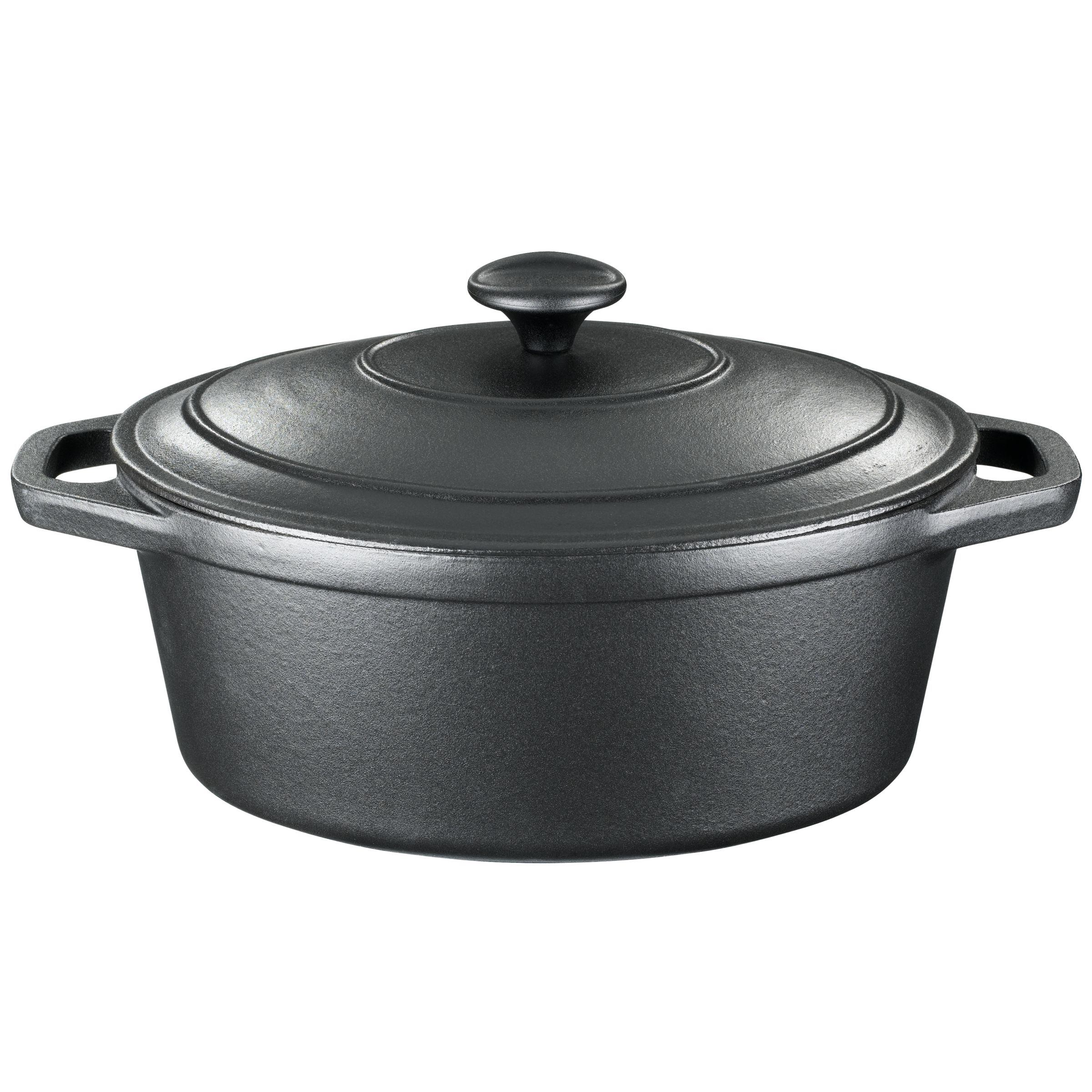 John Lewis Cast Iron Oval 27cm Casserole, Black