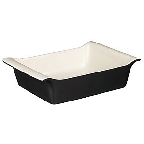 Ceramic Rectangular Dish, Black, L25cm