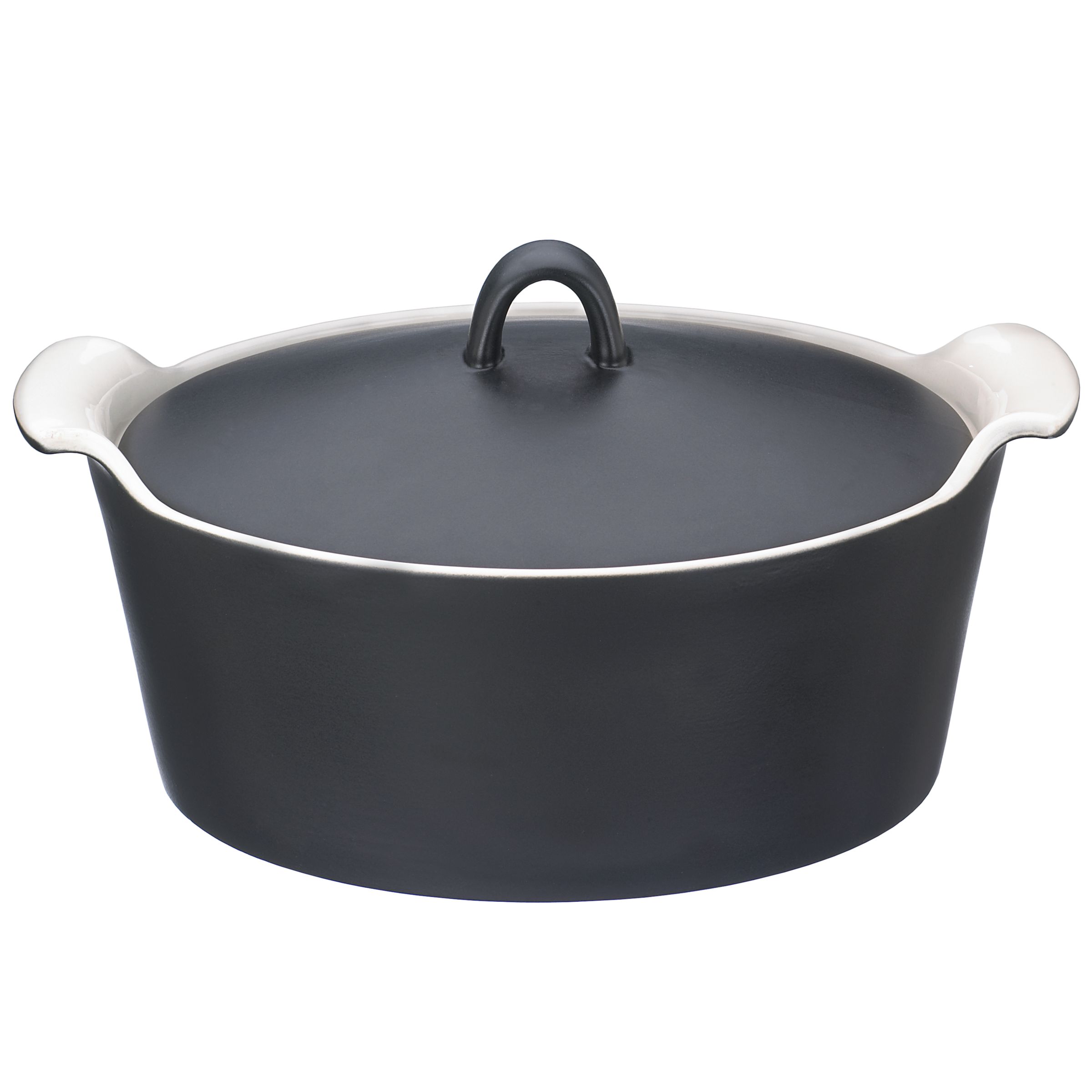 John Lewis Ceramic Casserole, Black, Dia.23cm