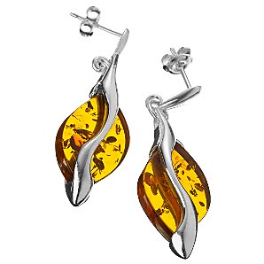 Goldmajor Amber and Silver Drop Earrings