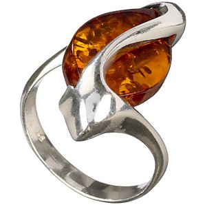 Amber and Silver Ring, Size N (Medium)