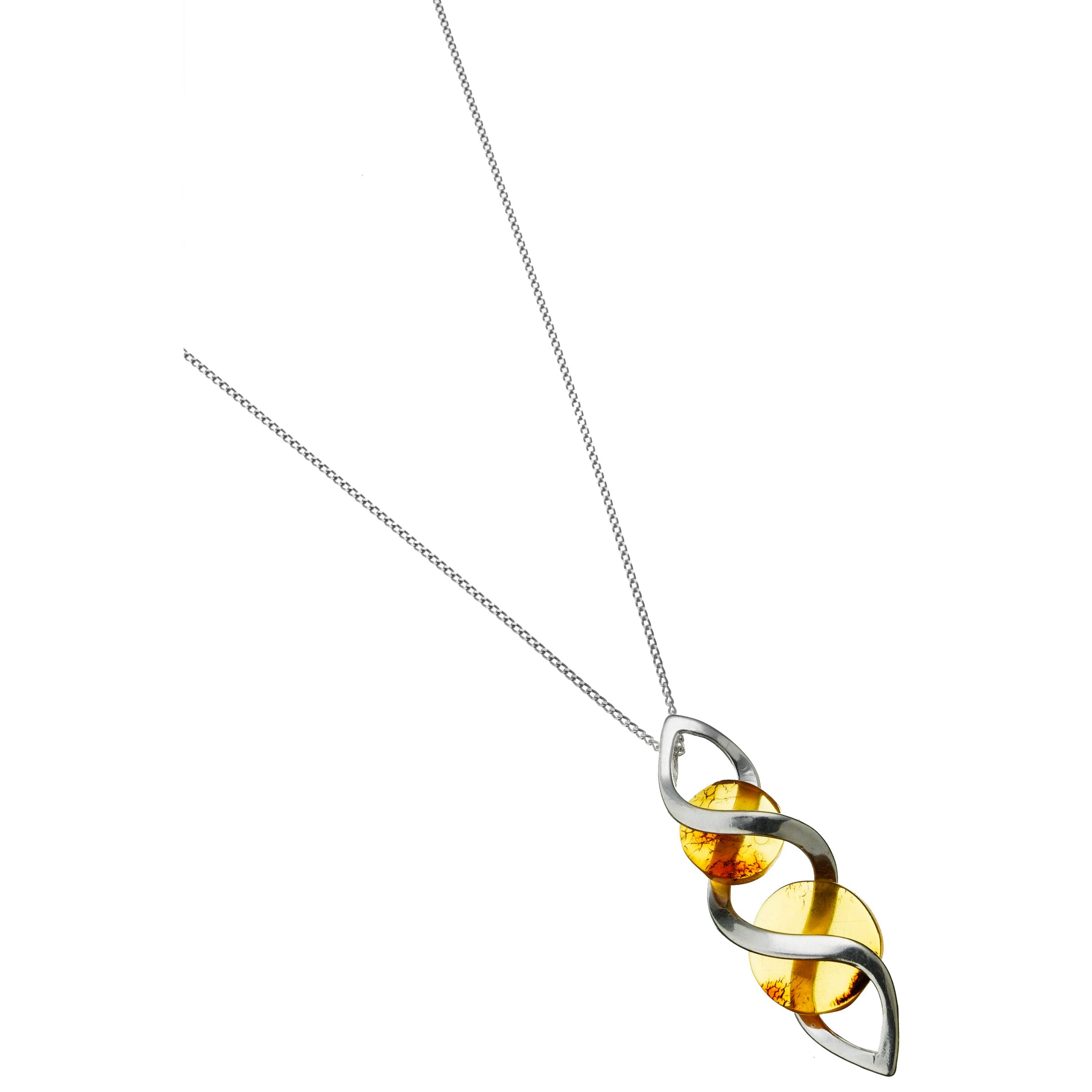 Goldmajor Contemporary Amber Disc and Silver Pendant