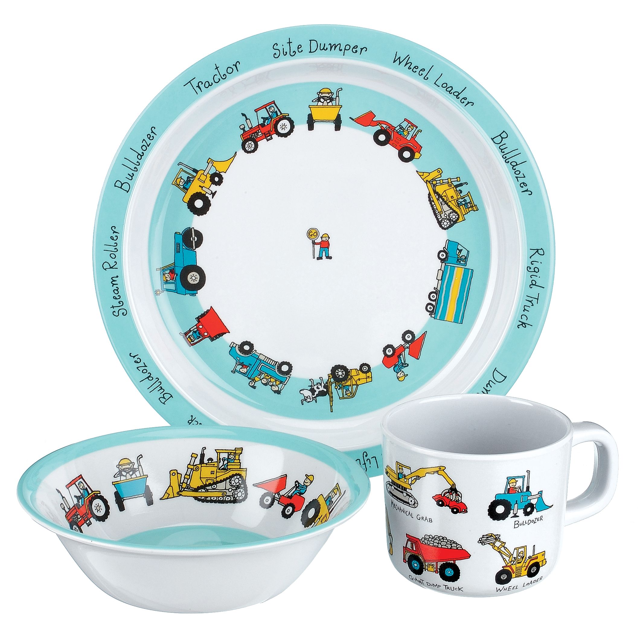 Tyrrell Katz Working Wheels Dinner Set, Blue