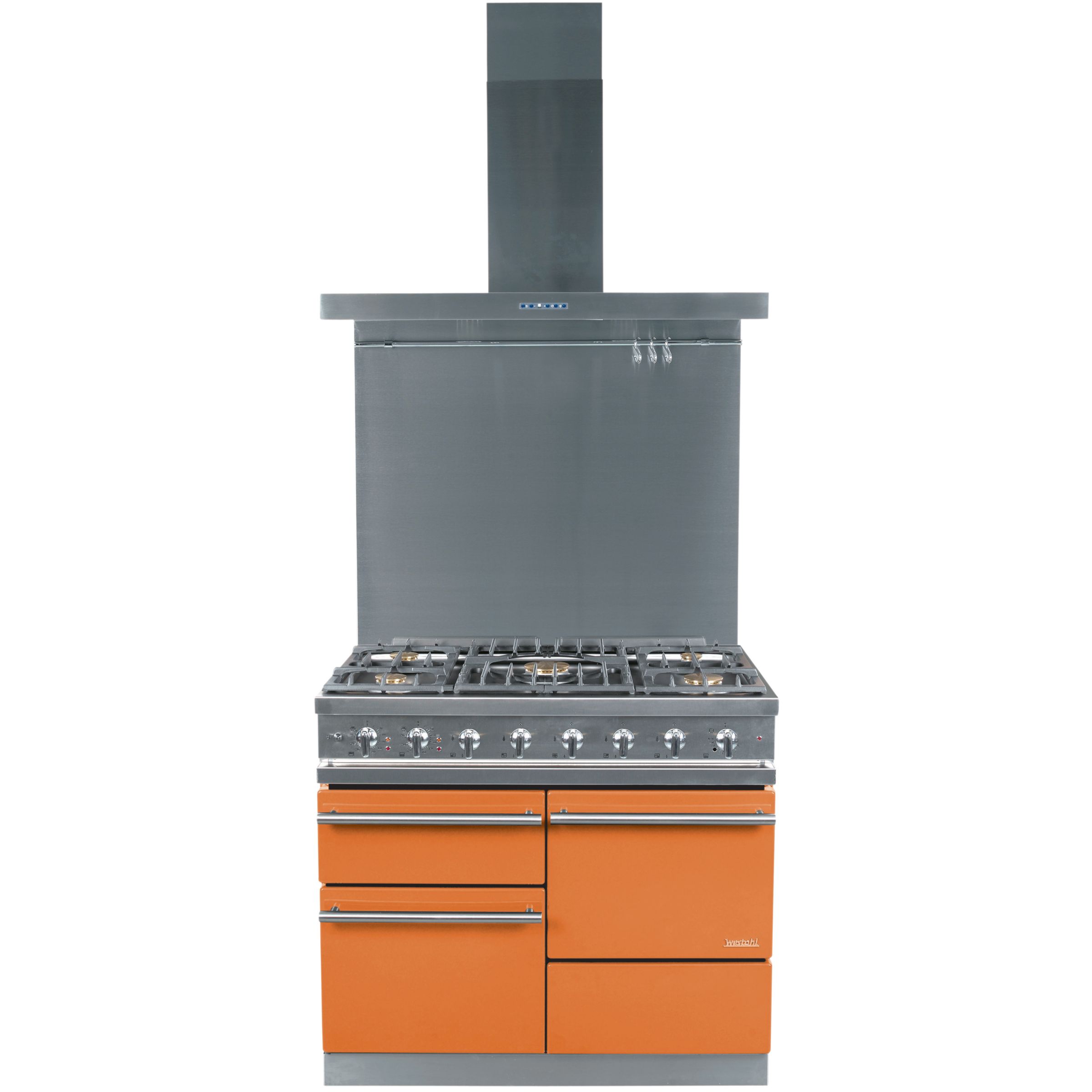 Westahl Macon WG1053GECT Dual Fuel Cooker, Hood and Splashback Package, Mandarin at John Lewis