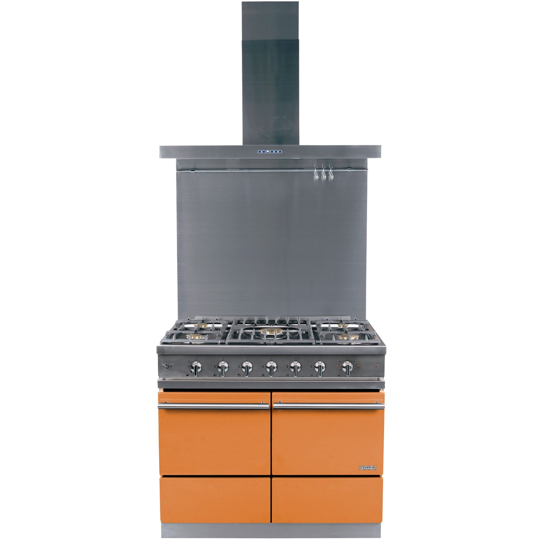 Westahl Cluny WG1052GEPK1 Dual Fuel Cooker, Hood and Splashback Package, Mandarin at John Lewis