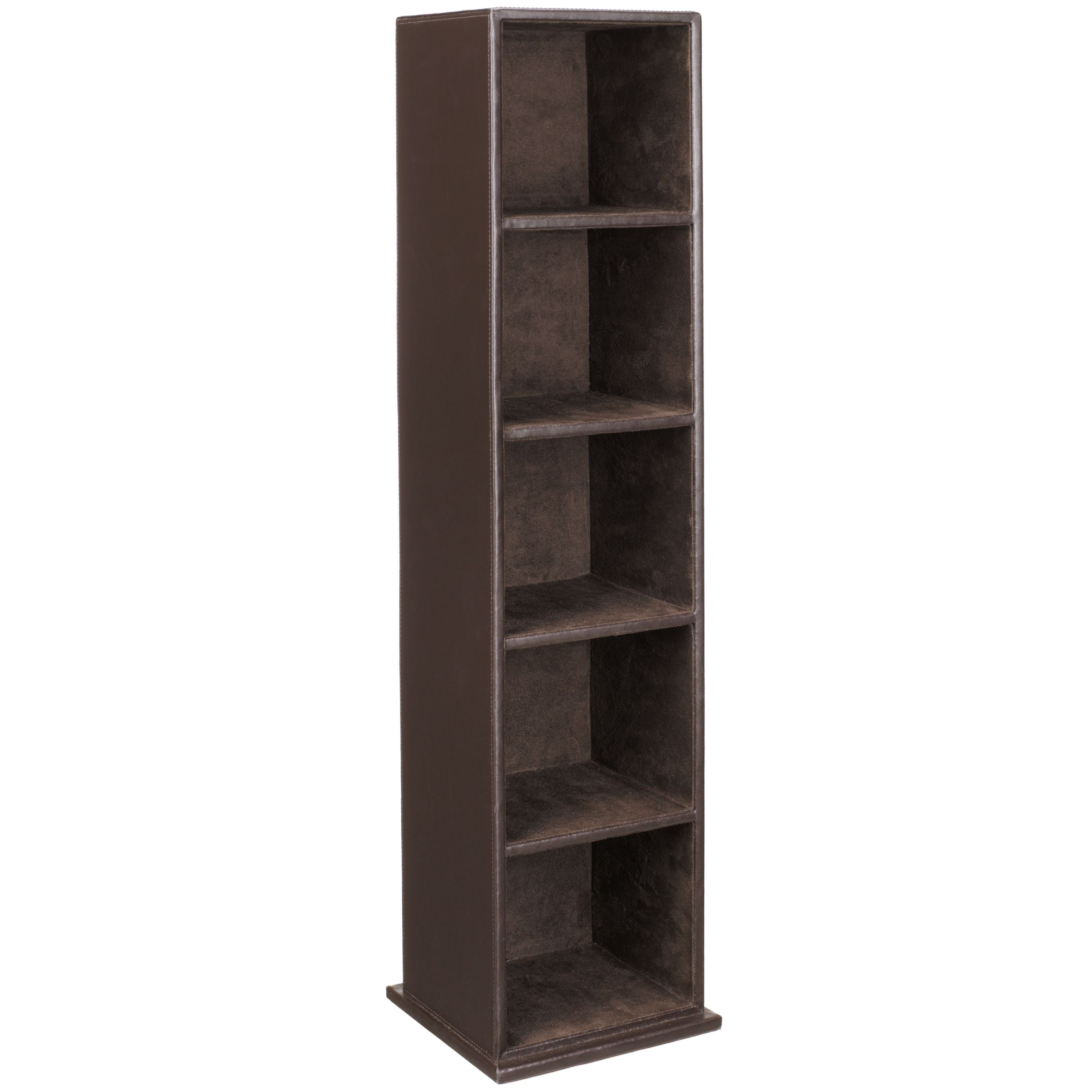 John Lewis Leather CD Tower, Chocolate