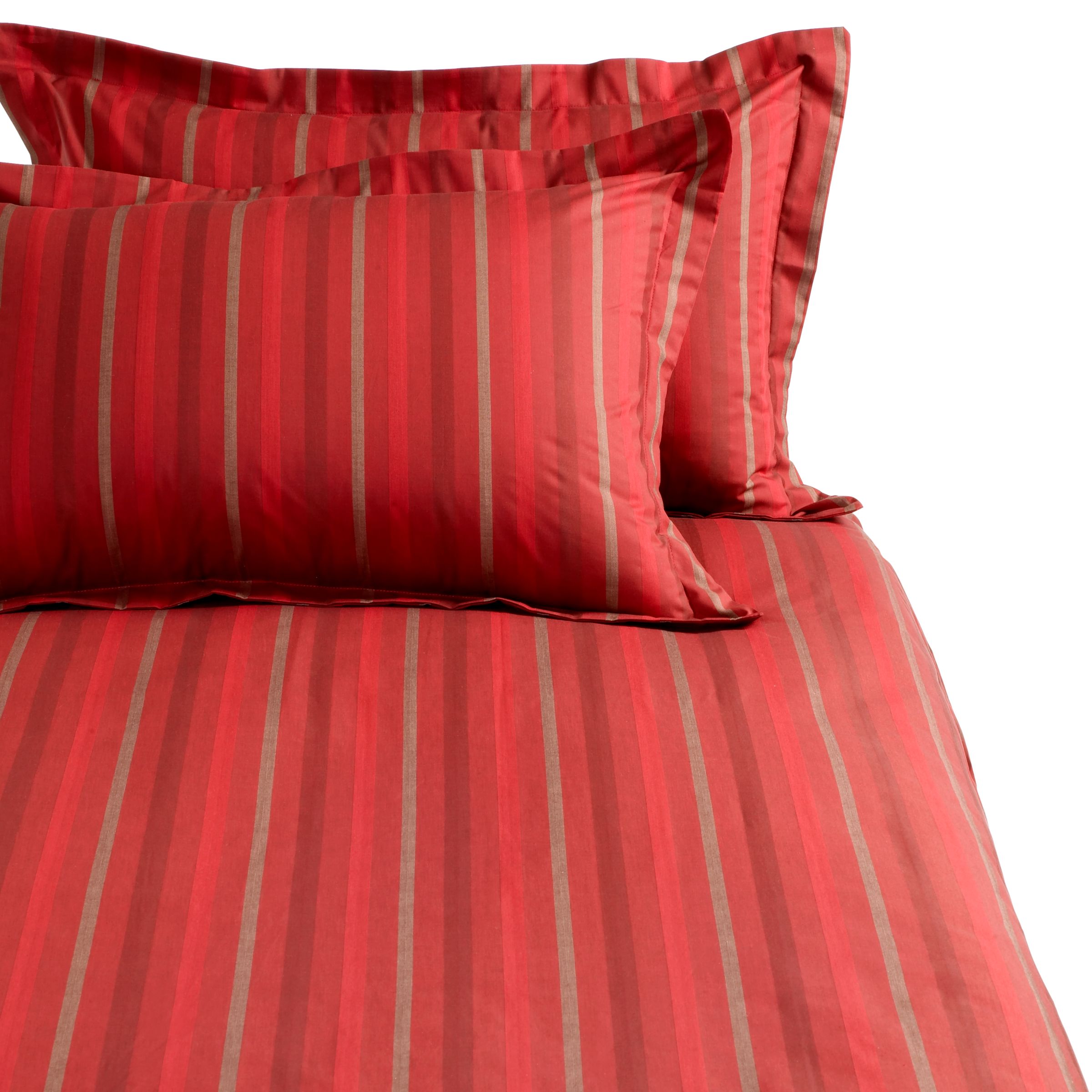 John Lewis Oxford Stripe Oxford Pillowcase Burgundy