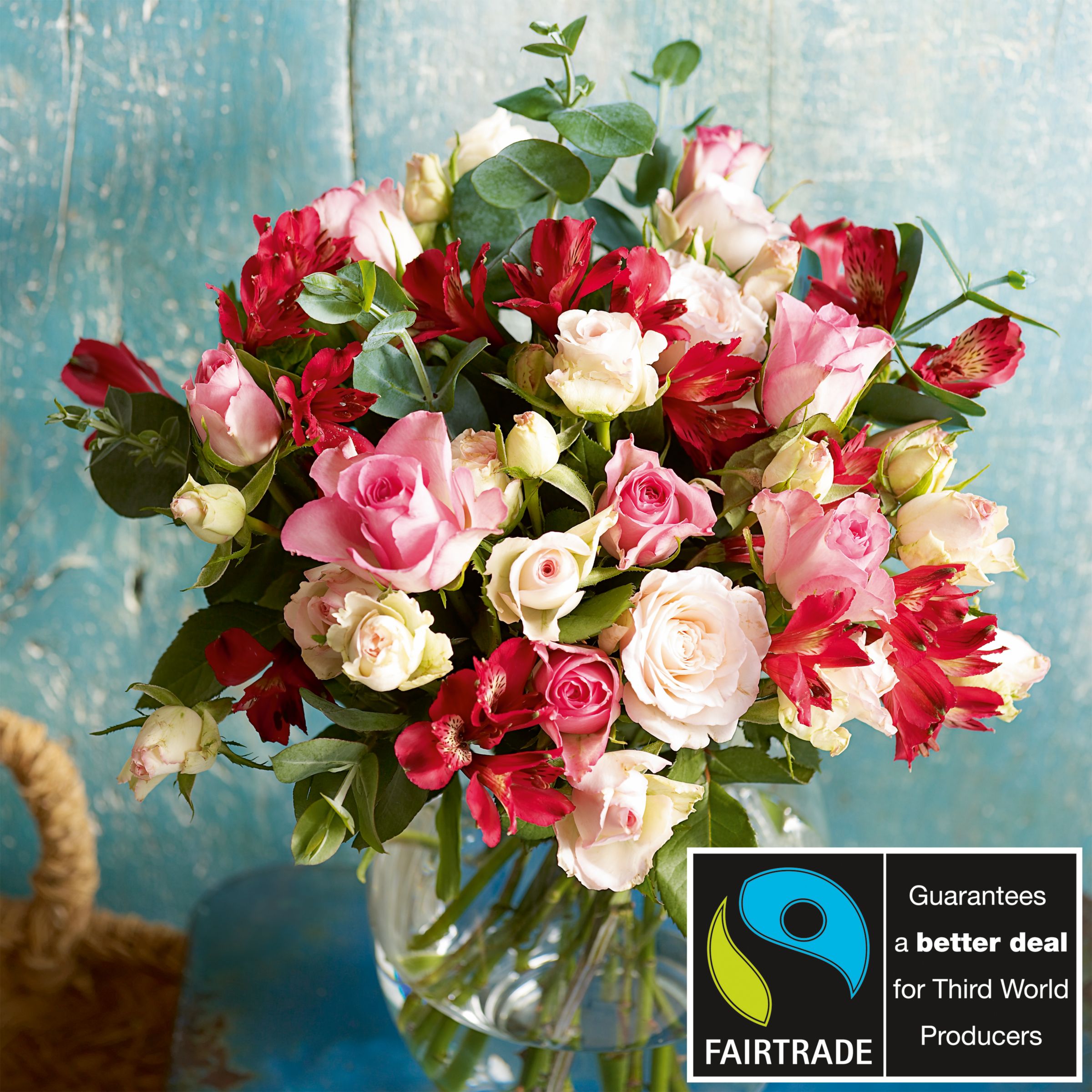 John Lewis Flowers Fairtrade Rosy Glow Bouquet