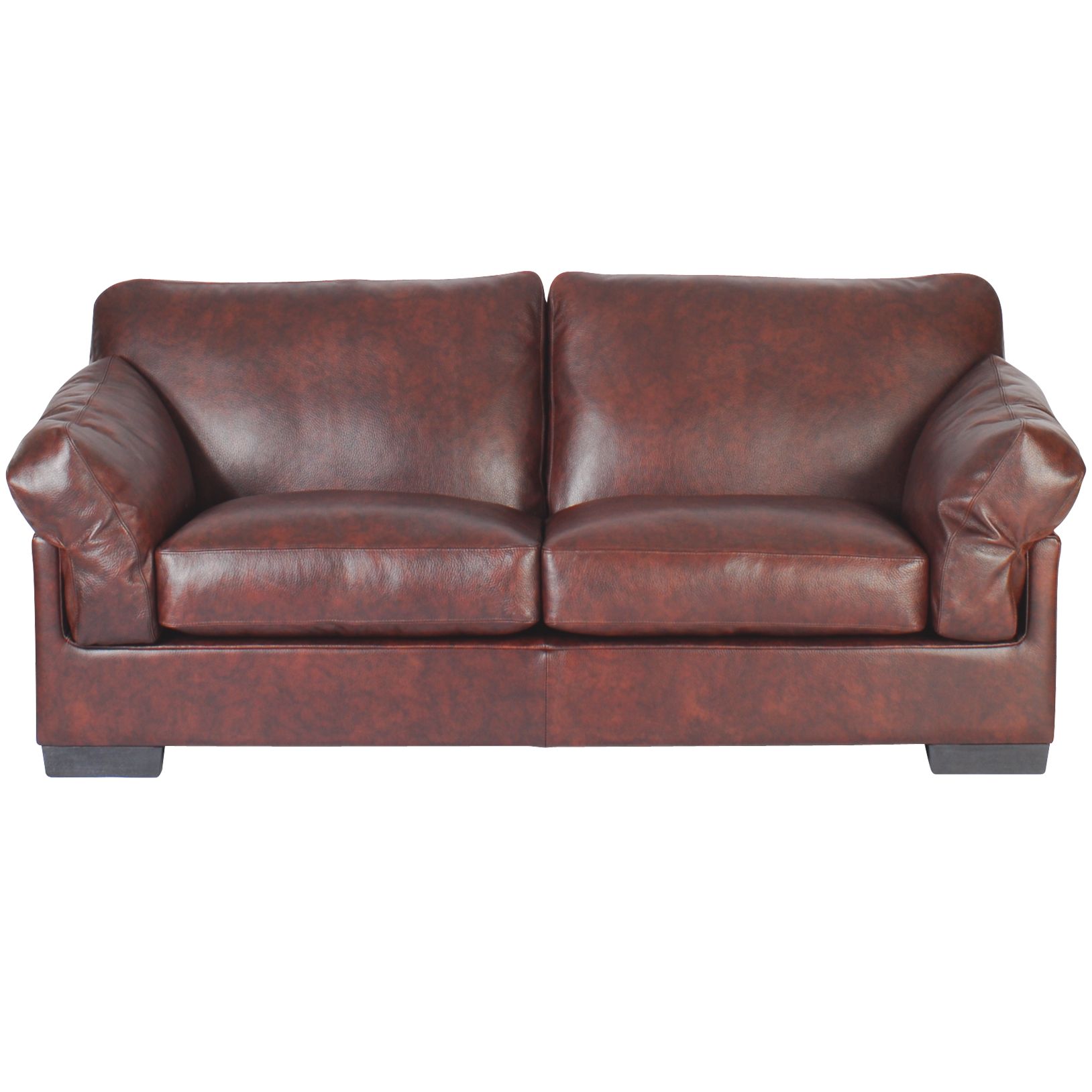 John Lewis Calanda Medium Leather Sofa, Chocolate, width 185cm