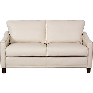Ophelia Small Leather Sofa, Pearl