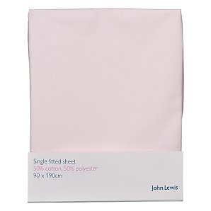 John Lewis Fitted Sheet, Petal Pink