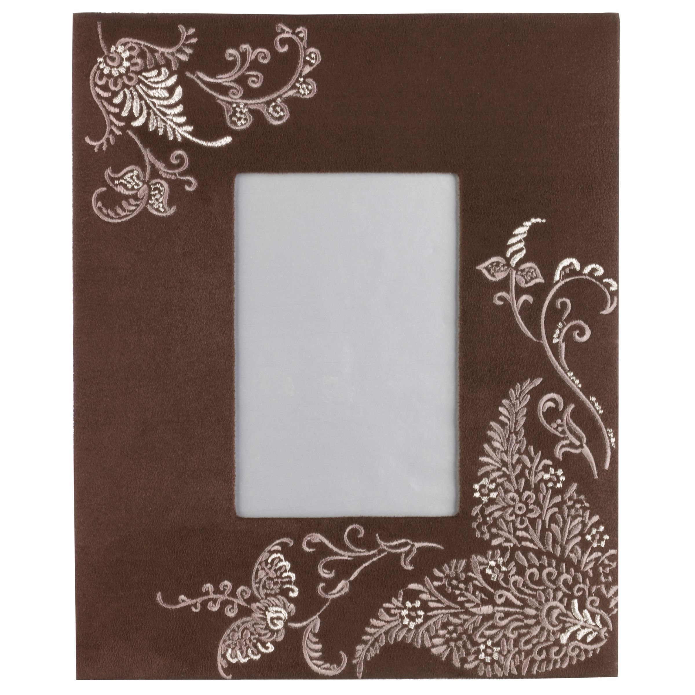 John Lewis Paisley Suedette Photo Frame, Chocolate