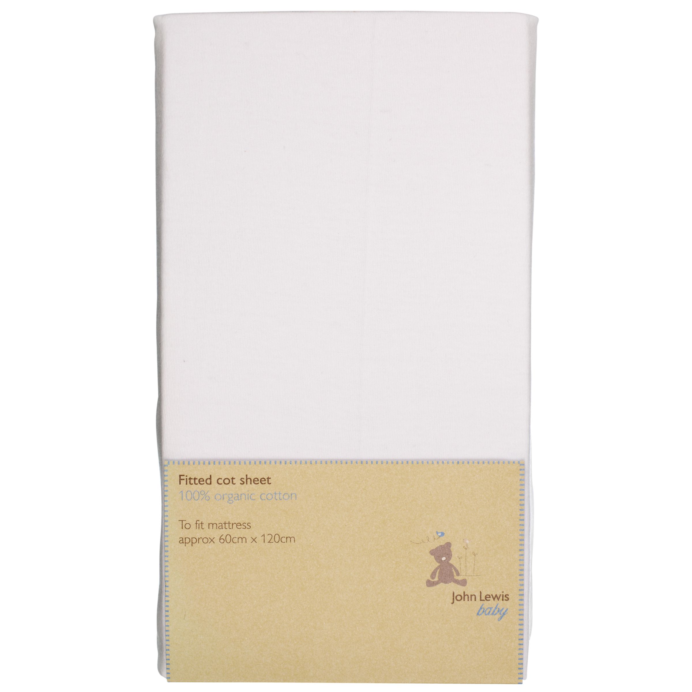 John Lewis Organic Cotton Cot Sheet White