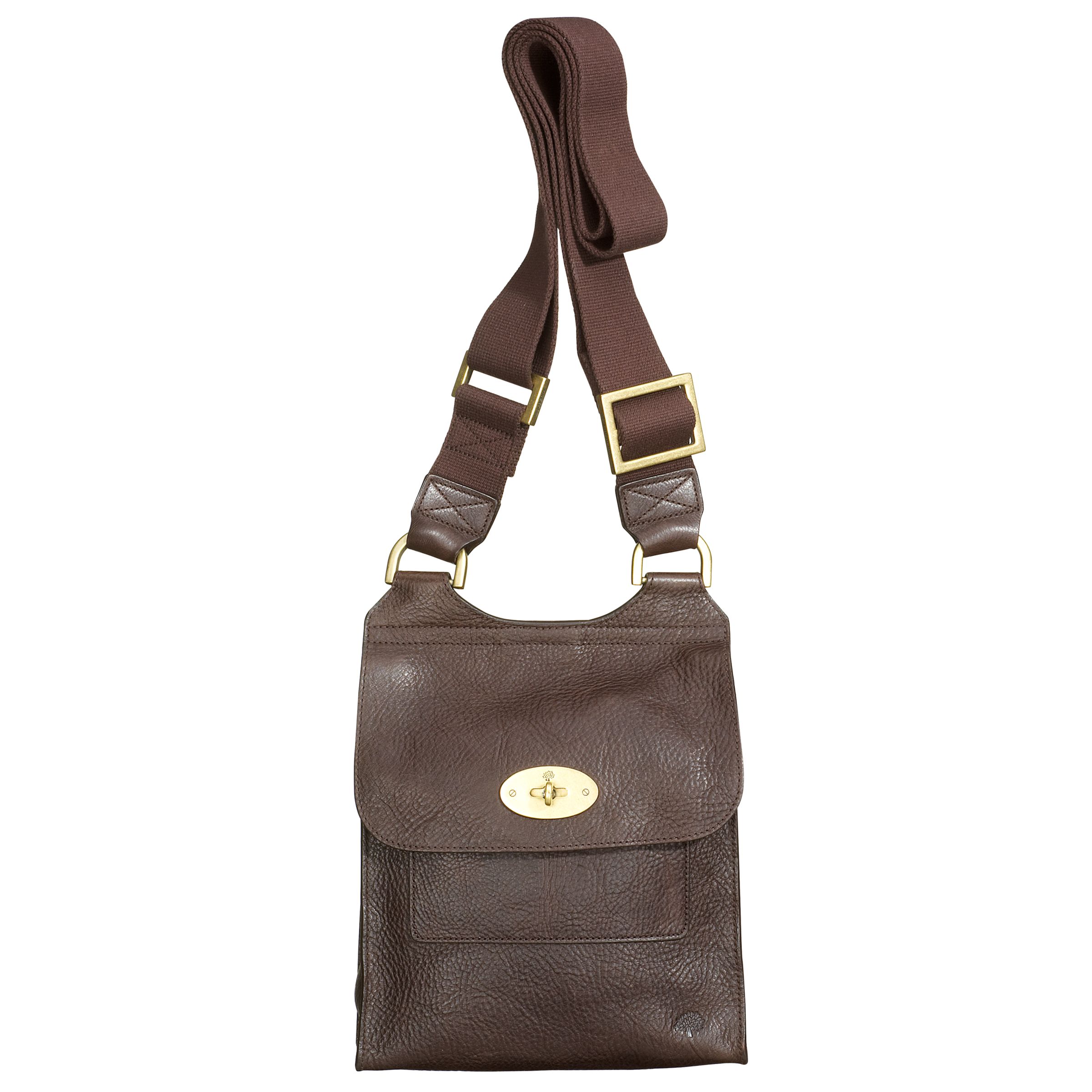 Mulberry Antony Leather Reporter Bag, Chocolate at JohnLewis
