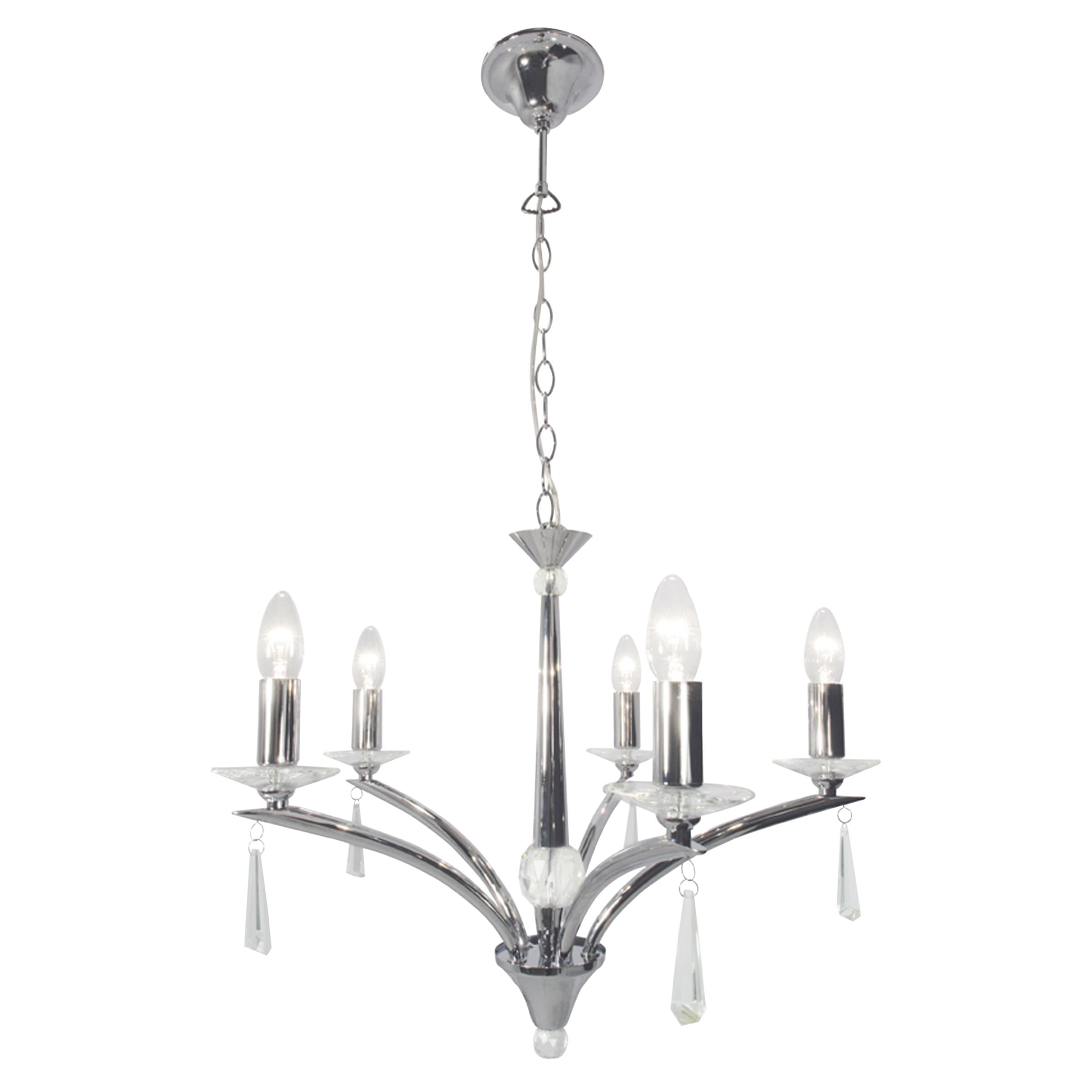 John Lewis Madison Ceiling Light, 5 Arm, Chrome