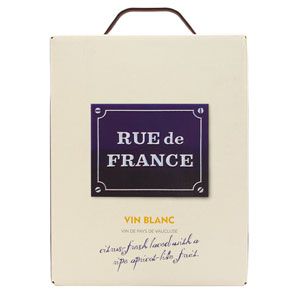 Rue de France Blanc, Vin de Pays de Vaucluse, South of France, 3 Litre Box (Pack of 4)