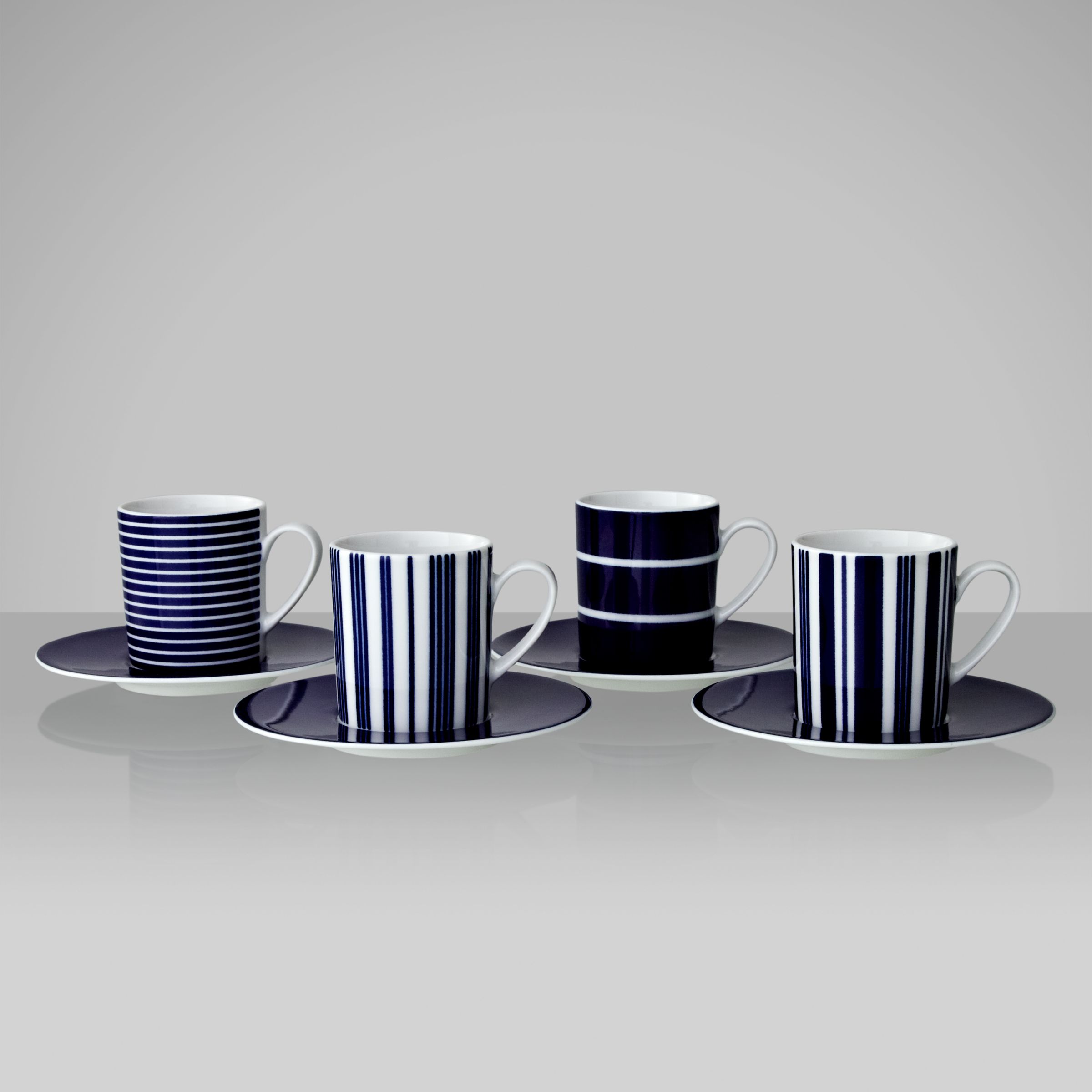 John Lewis Stripes Coffee Cups & Saucers, Set of 4