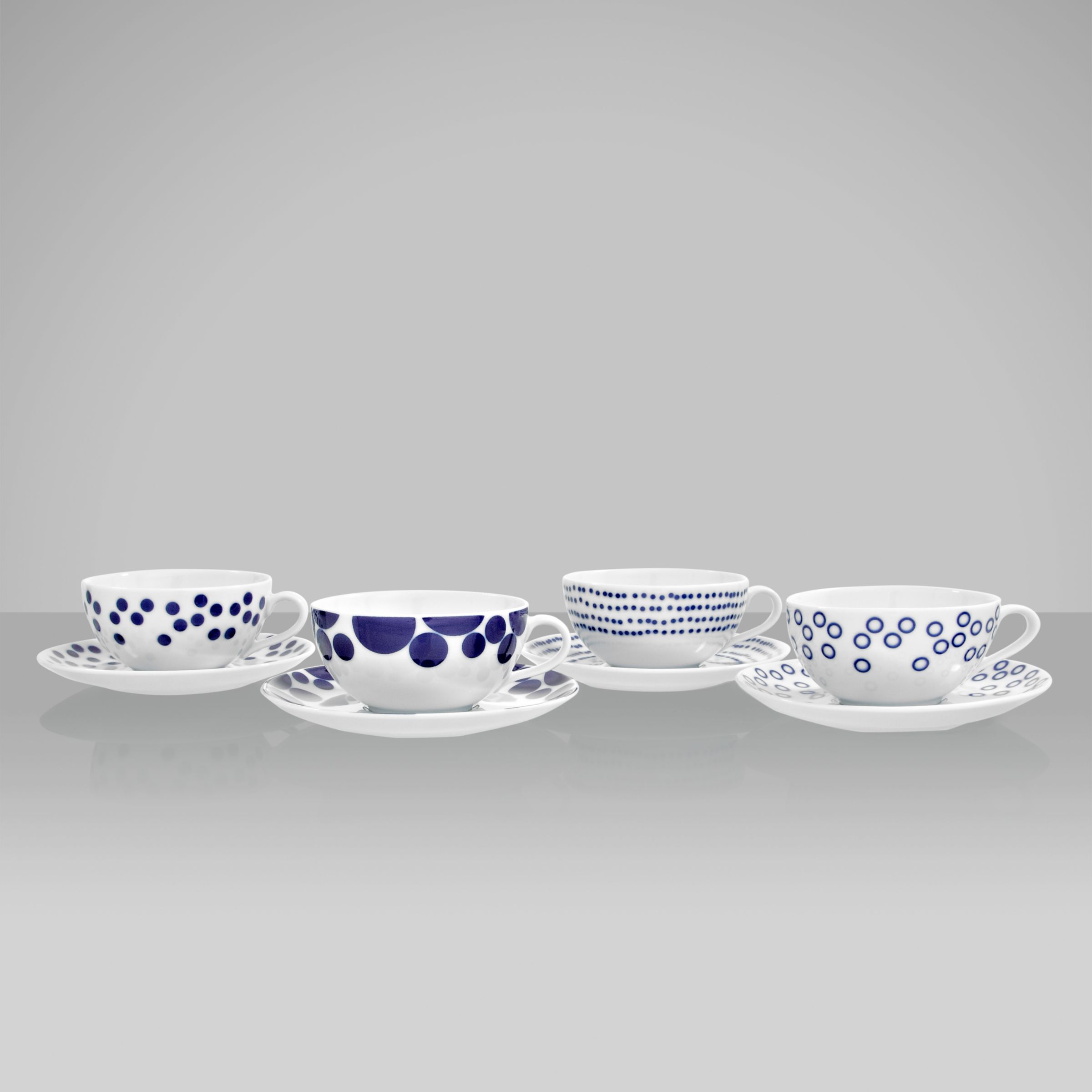 John Lewis Spots Cups and Saucers Set of 4