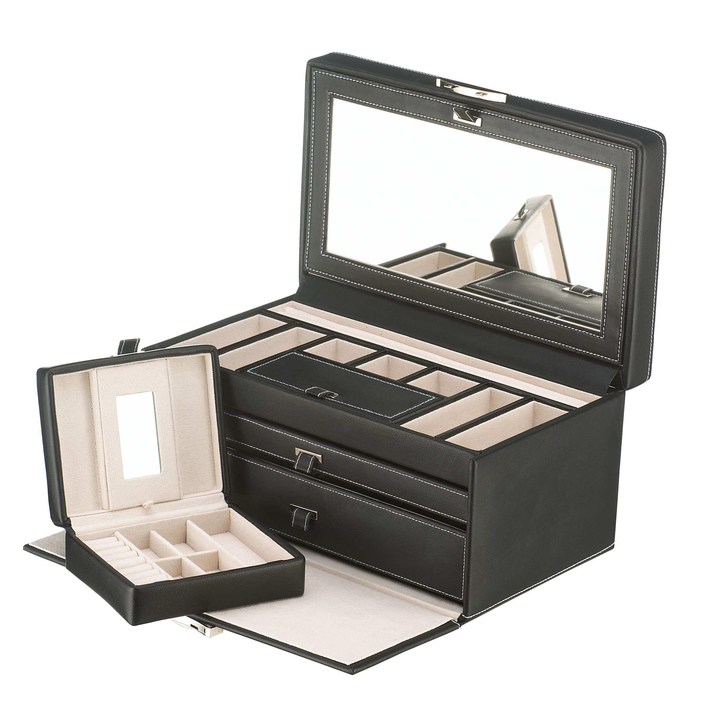 John Lewis Leather Jewellery Box Small Black