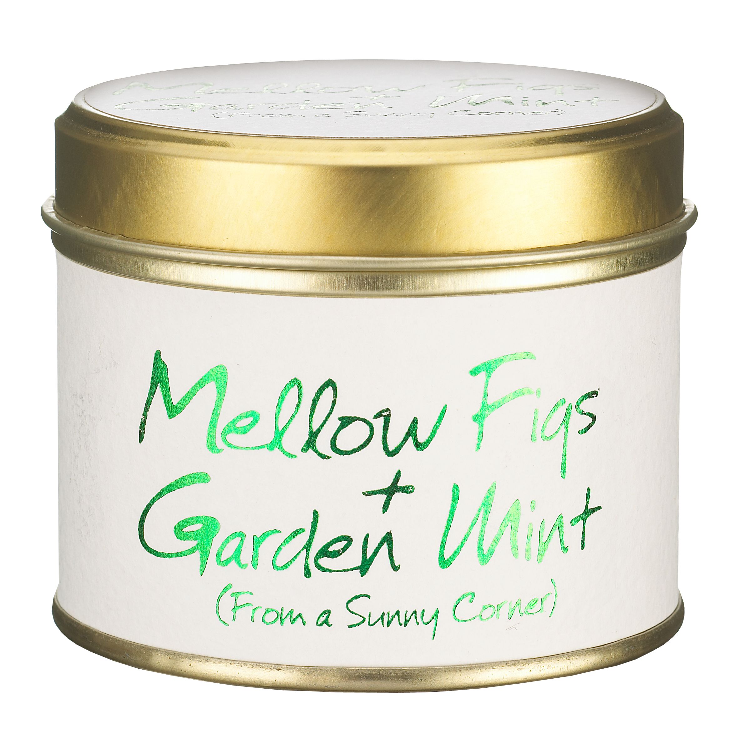 Lily-Flame Candle in a Tin, Mellow Fig and Garden Mint