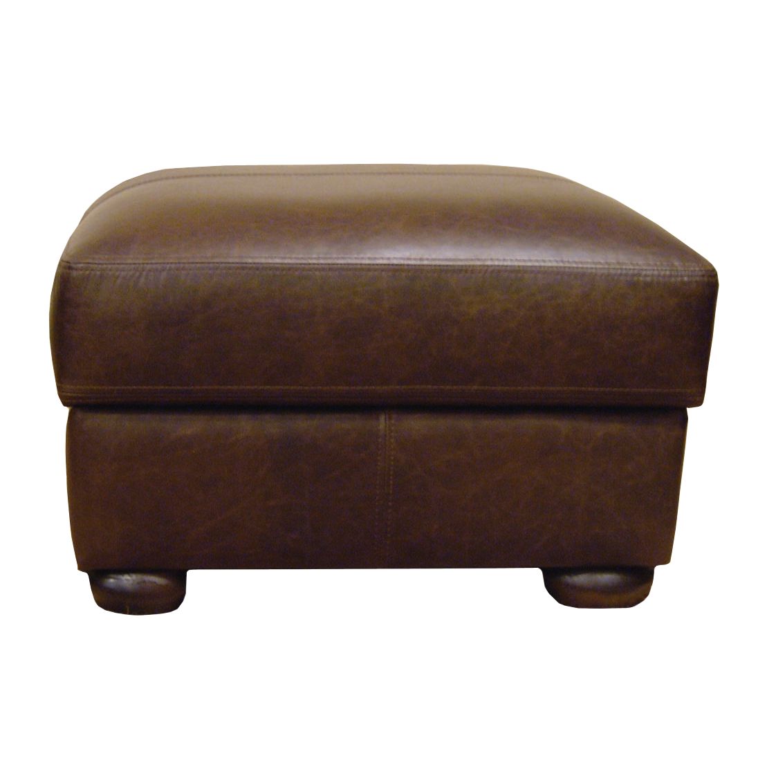 John Lewis Madison Leather Footstool, Chocolate at John Lewis