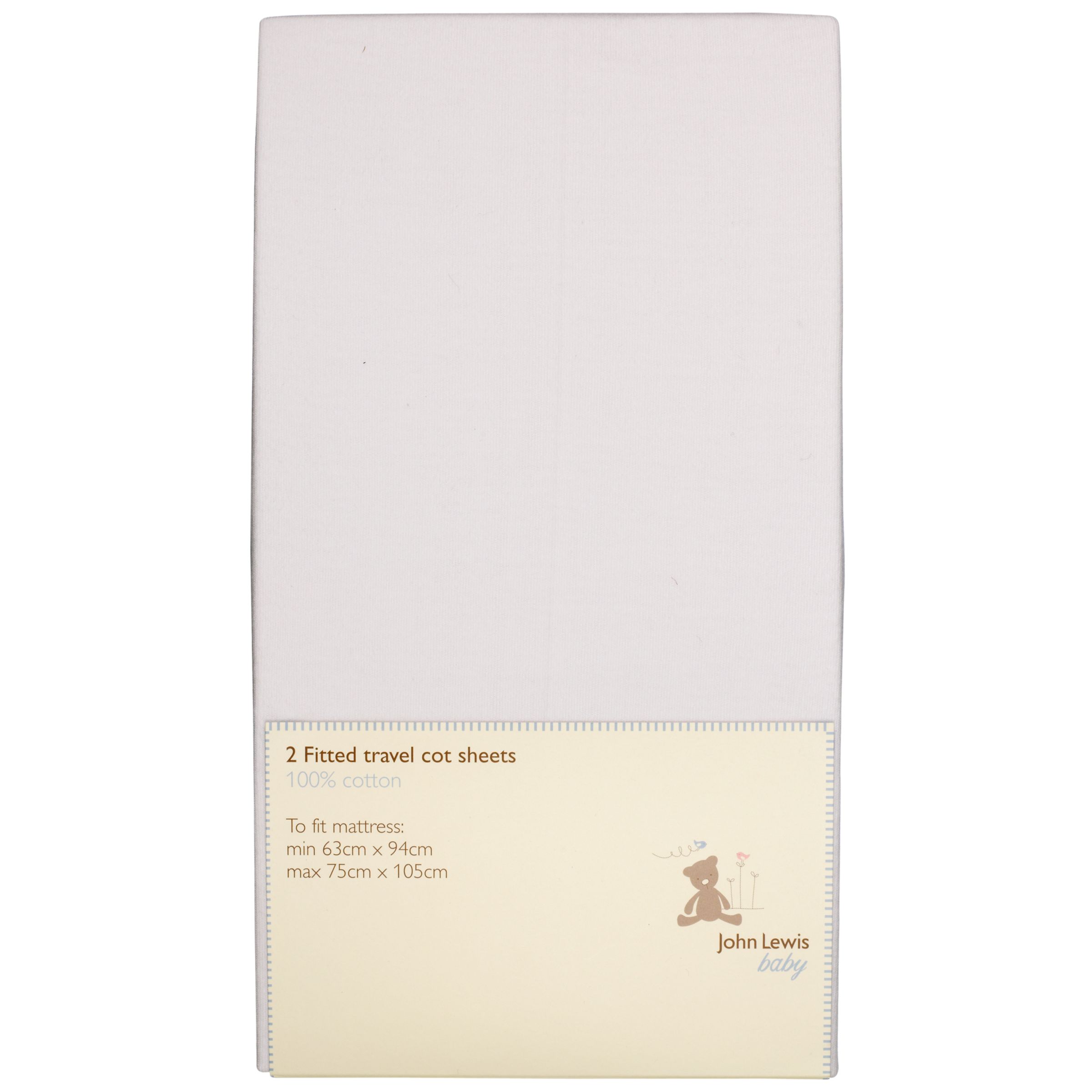 John Lewis Baby Fitted Travel Cot Sheets, Pack