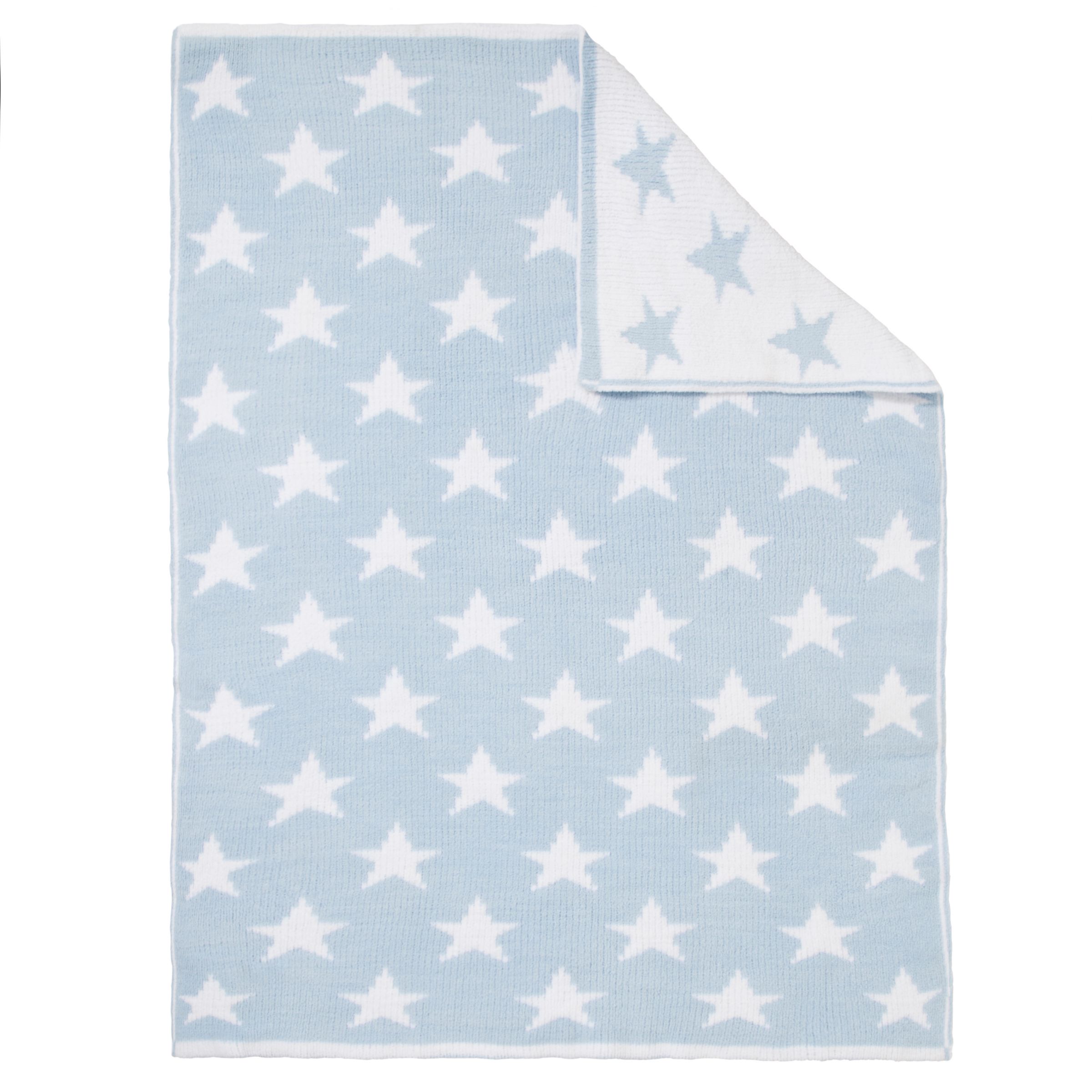 John Lewis Knitted Star Pram Blanket Blue