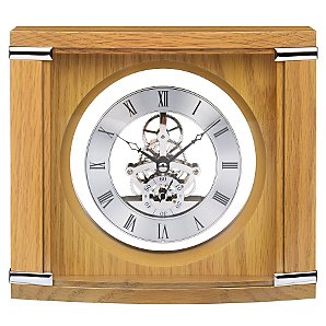 John Lewis Skeleton Mantel Clock, Glass / Wood
