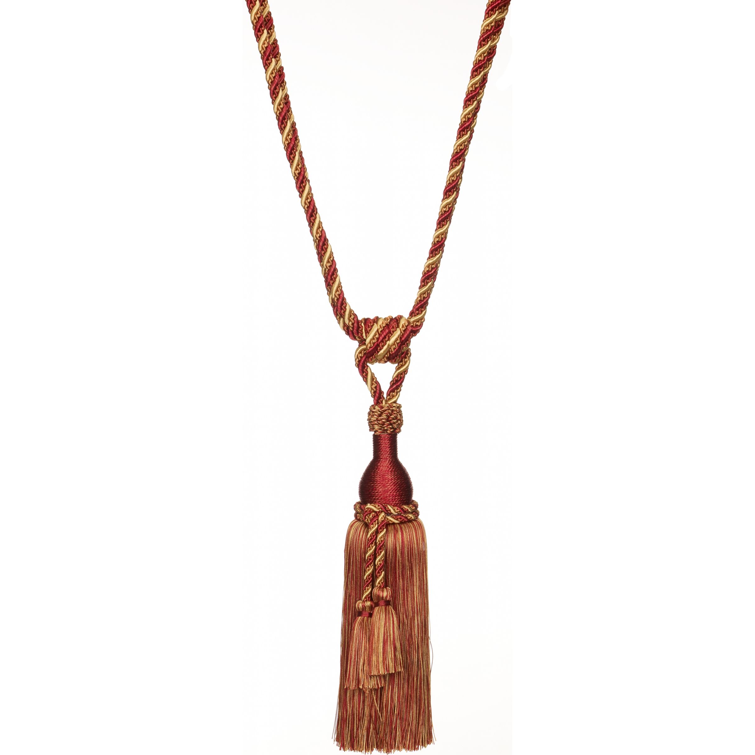 John Lewis Double Tassel Tie Back, Gold / Claret