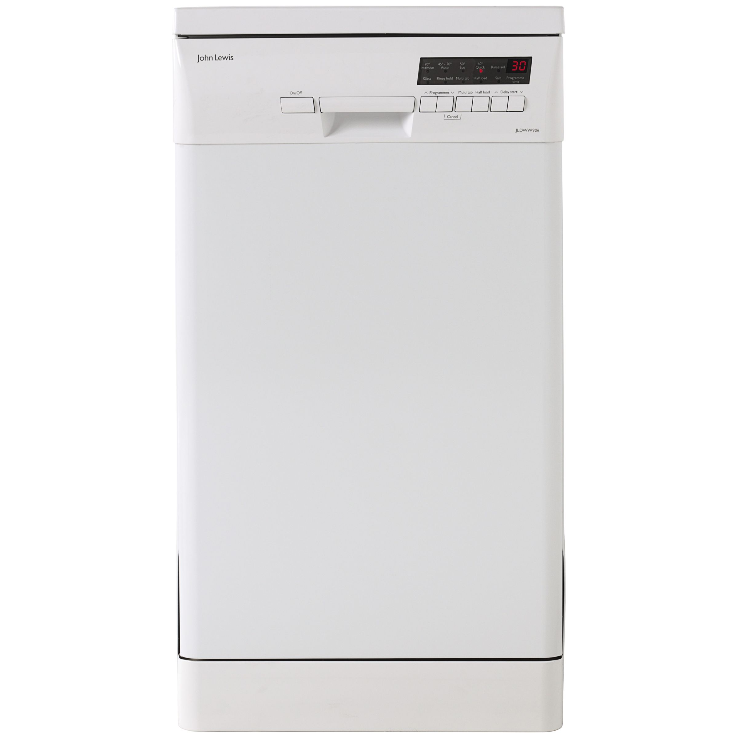 John Lewis JLDWW906 Slimline Dishwasher, White at John Lewis