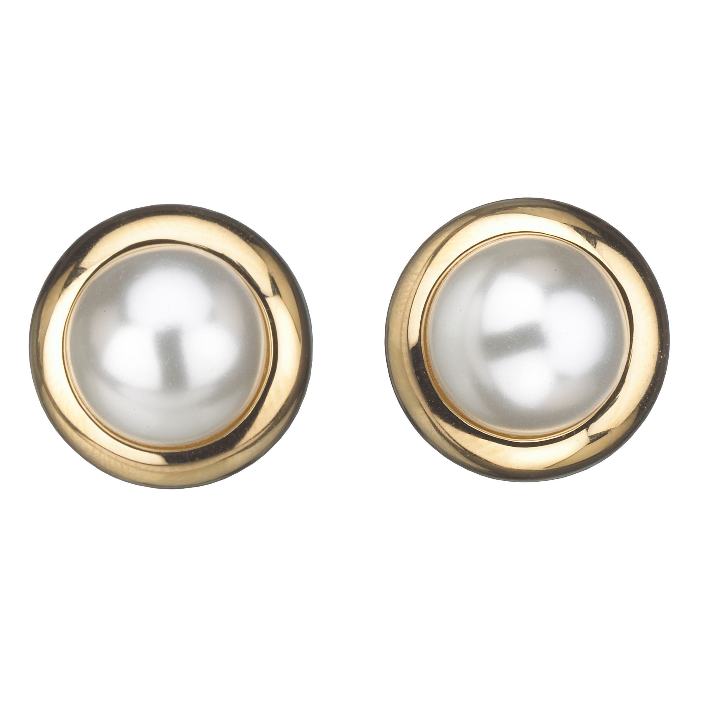 Finesse White Simulated Pearl Clip-On Earrings