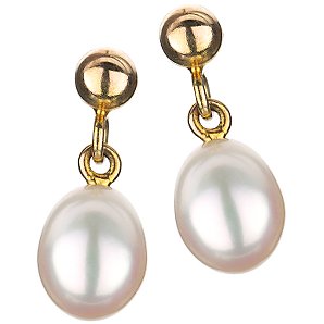 EWA Fresh Water Pearl Drop Earrings, White