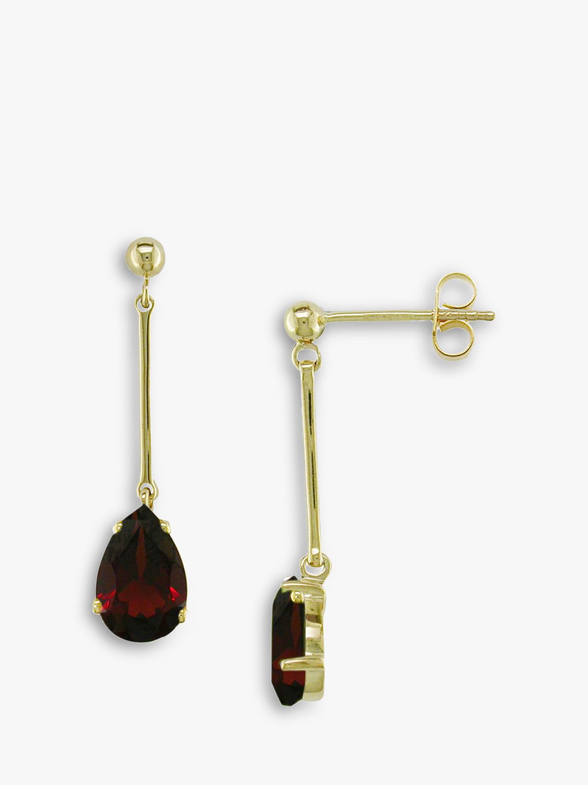 John Lewis 9ct Yellow Gold and Garnet Drop Earrings