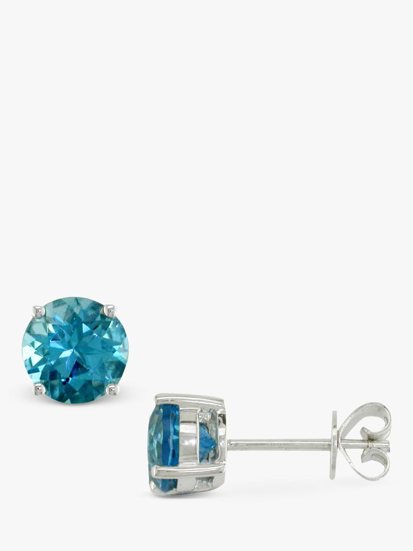 9ct White Gold and Blue Topaz Stud Earrings